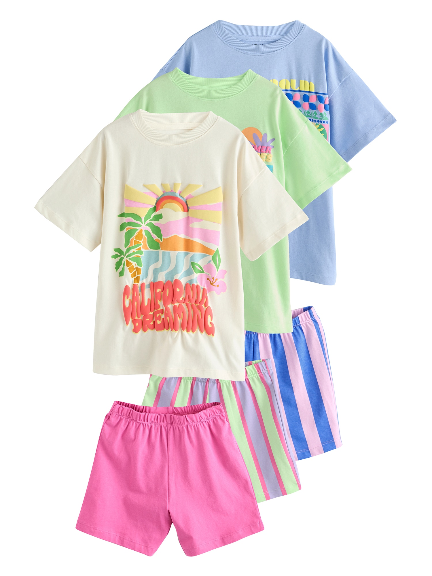 Next Pijamale  bej / albastru deschis / verde deschis / roz