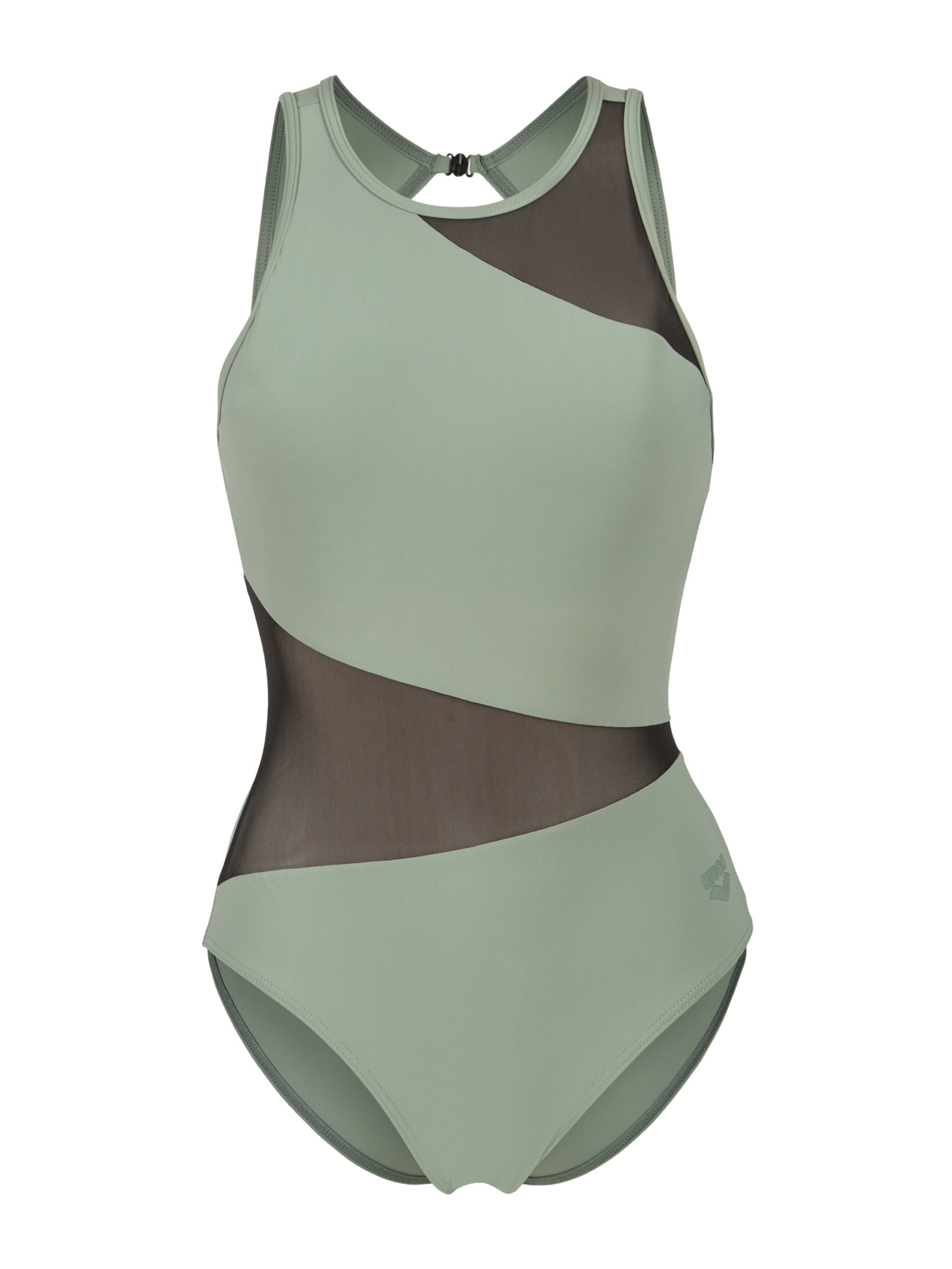 ARENA Costum de baie întreg Mesh Vent Back Angle  verde pastel / negru
