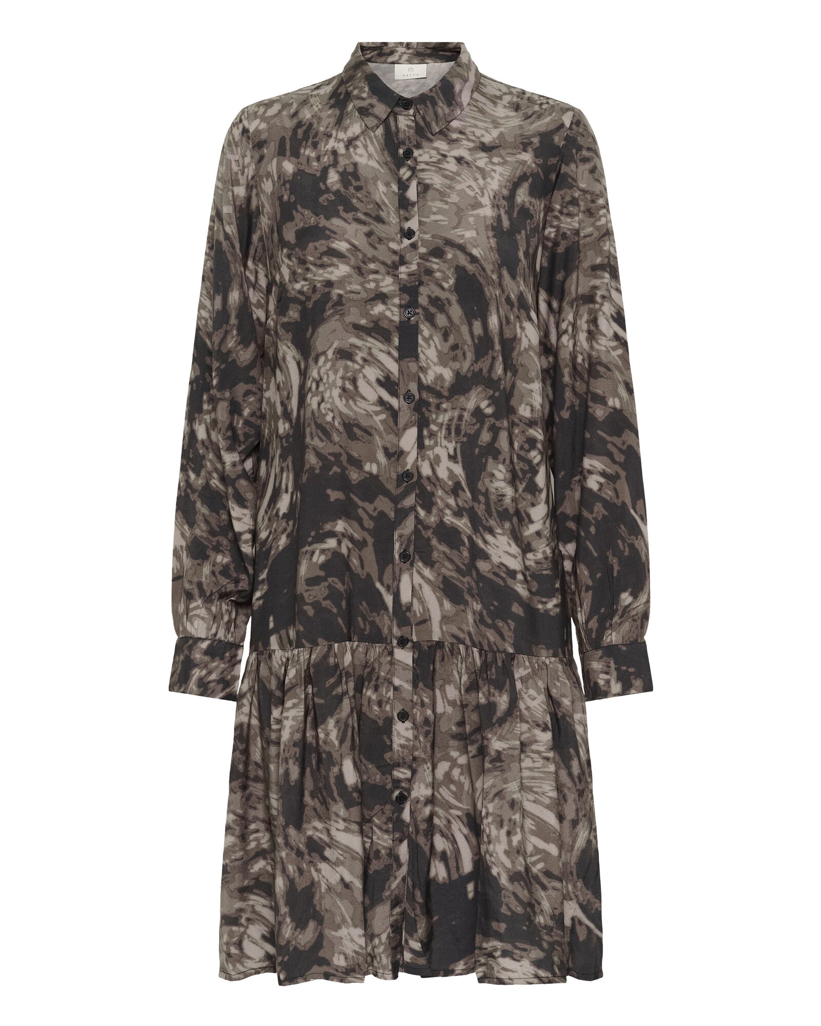Kaffe Vestido camisero 'KAJamie' kitt / brocado / marrón oscuro / negro