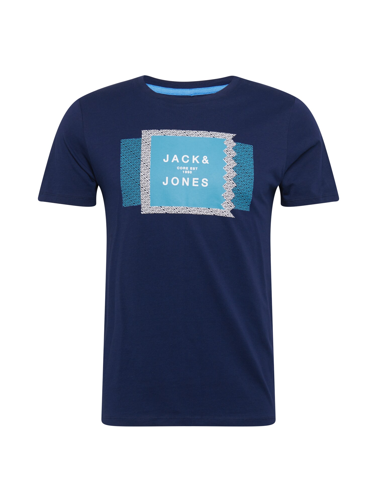 JACK & JONES Marškinėliai  tamsiai mėlyna / šviesiai mėlyna / balta