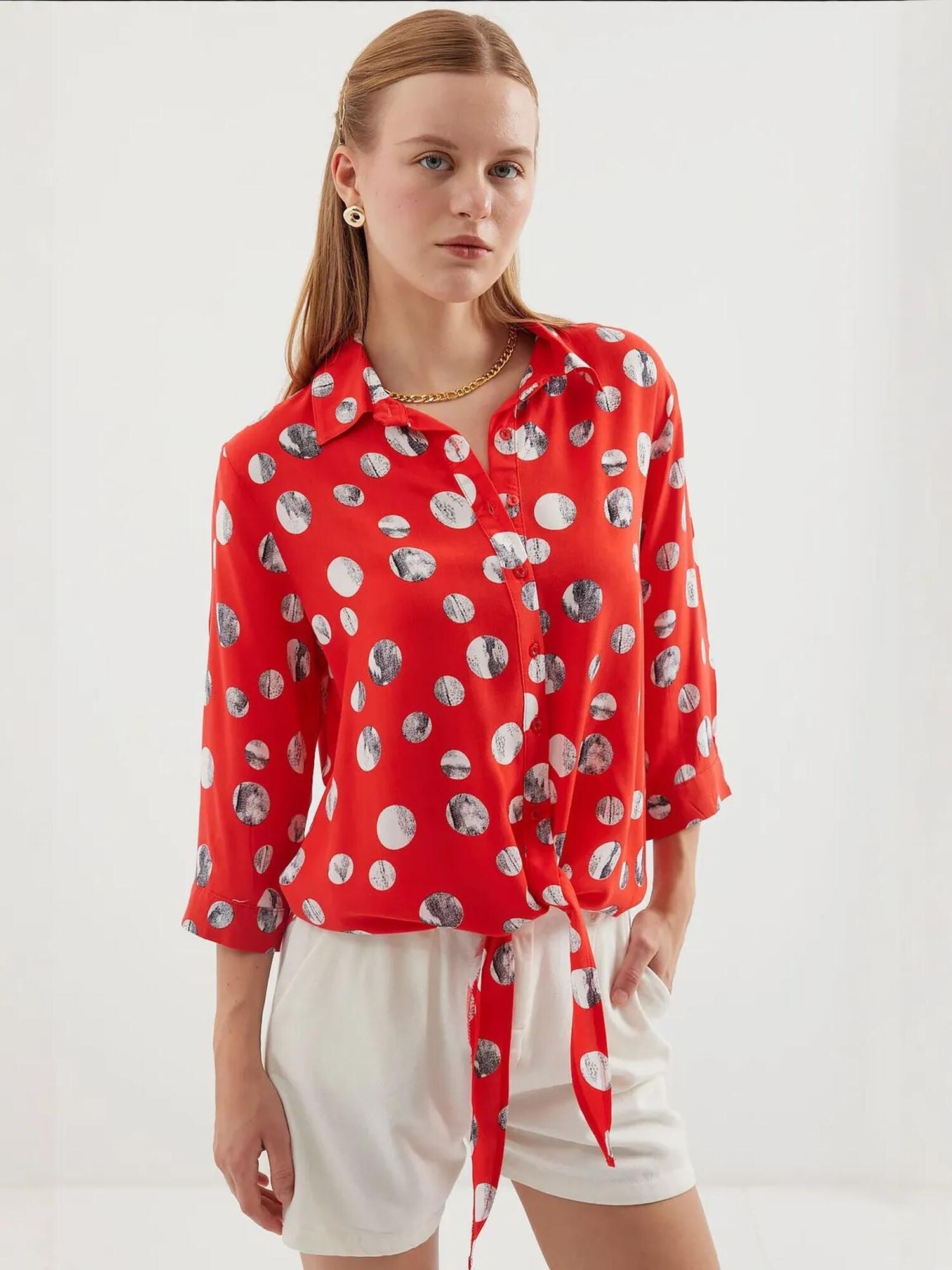 Bigdart Camicia da donna  rosso / nero / bianco