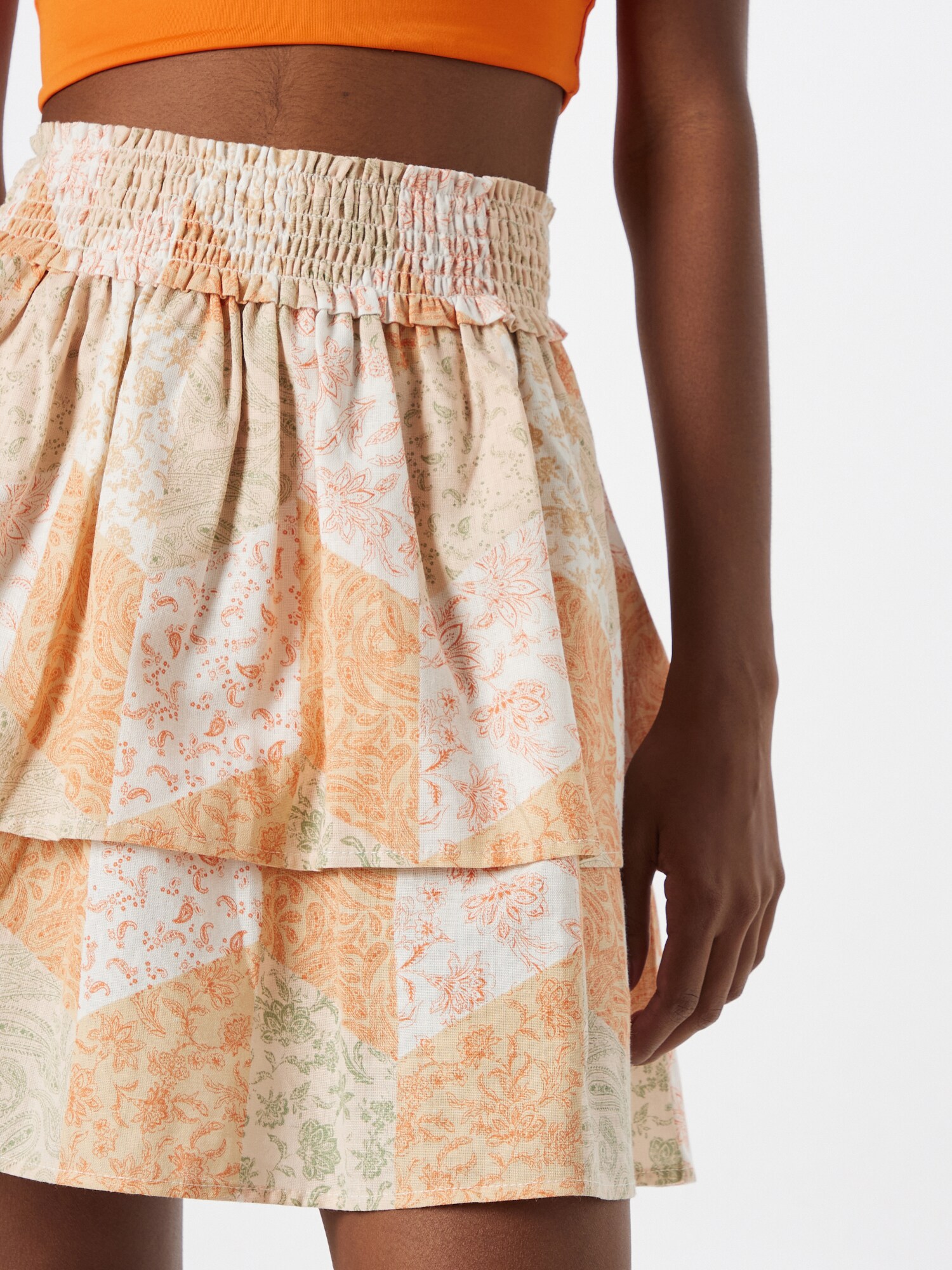 Dorothy Perkins Sukňa slonová kosť / svetlozelená / oranžová (obrázok 5)