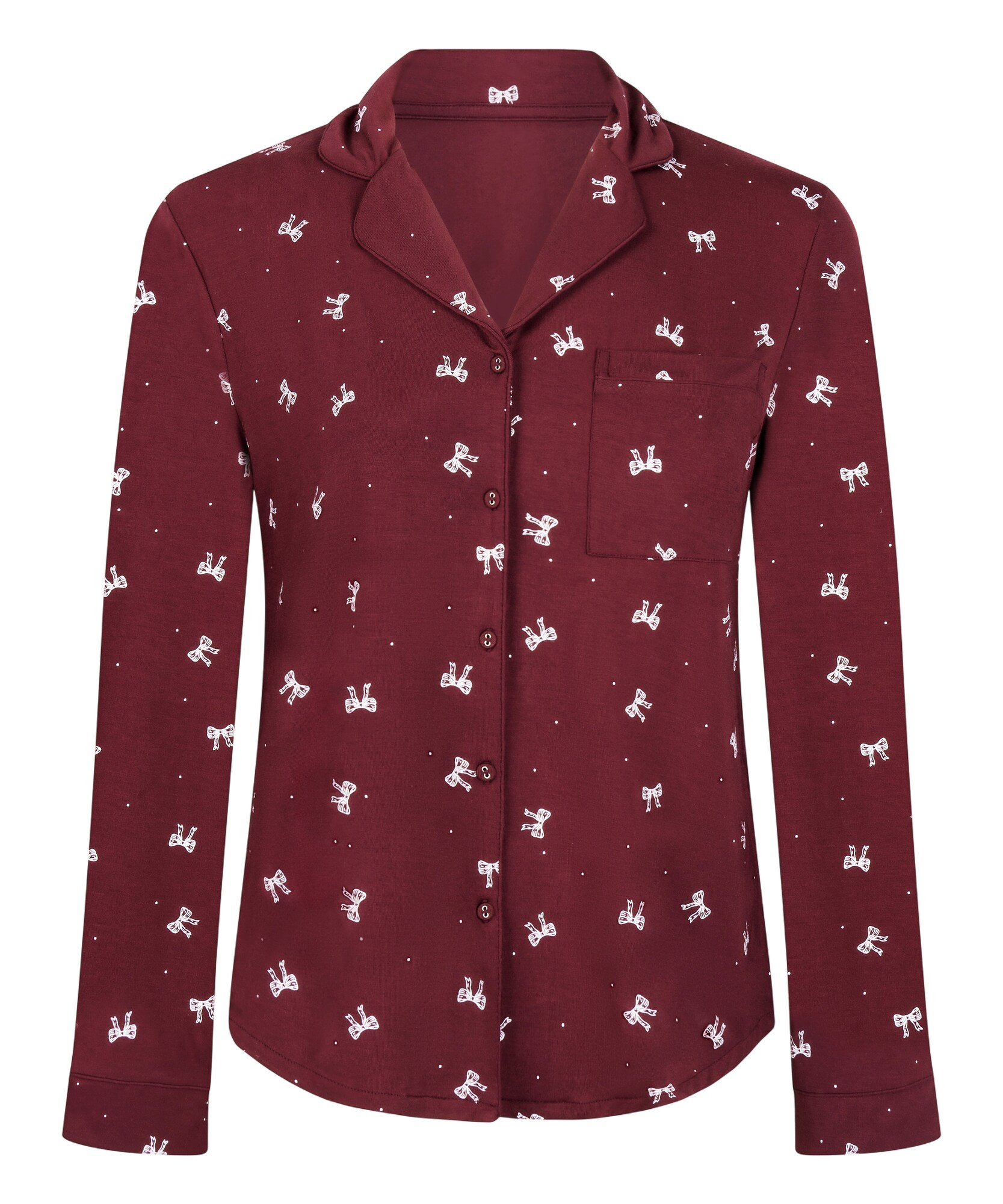 Hunkemöller Bluză de noapte  roșu vin / alb