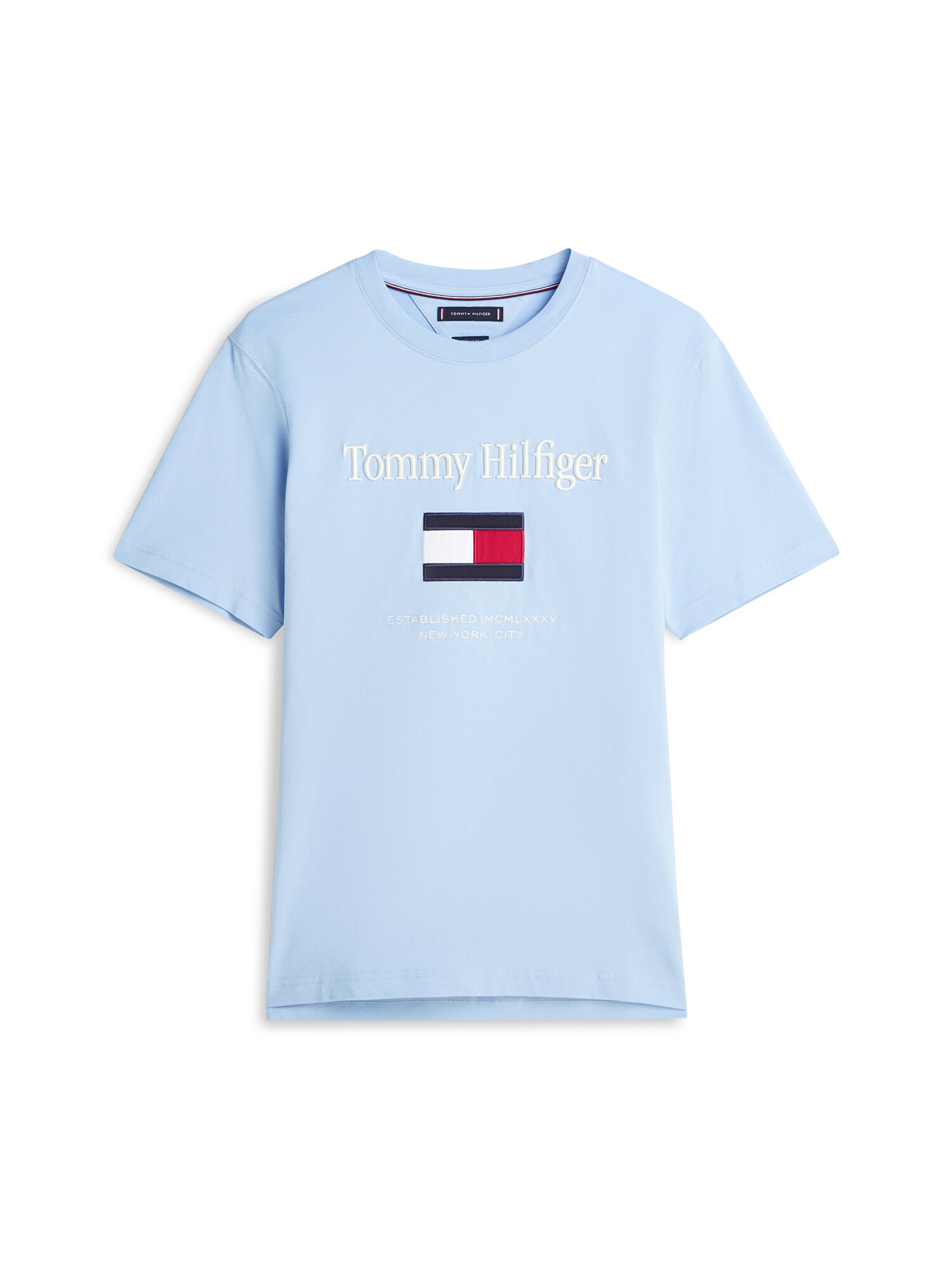 TOMMY HILFIGER Tricou  albastru marin / albastru deschis / roșu / alb