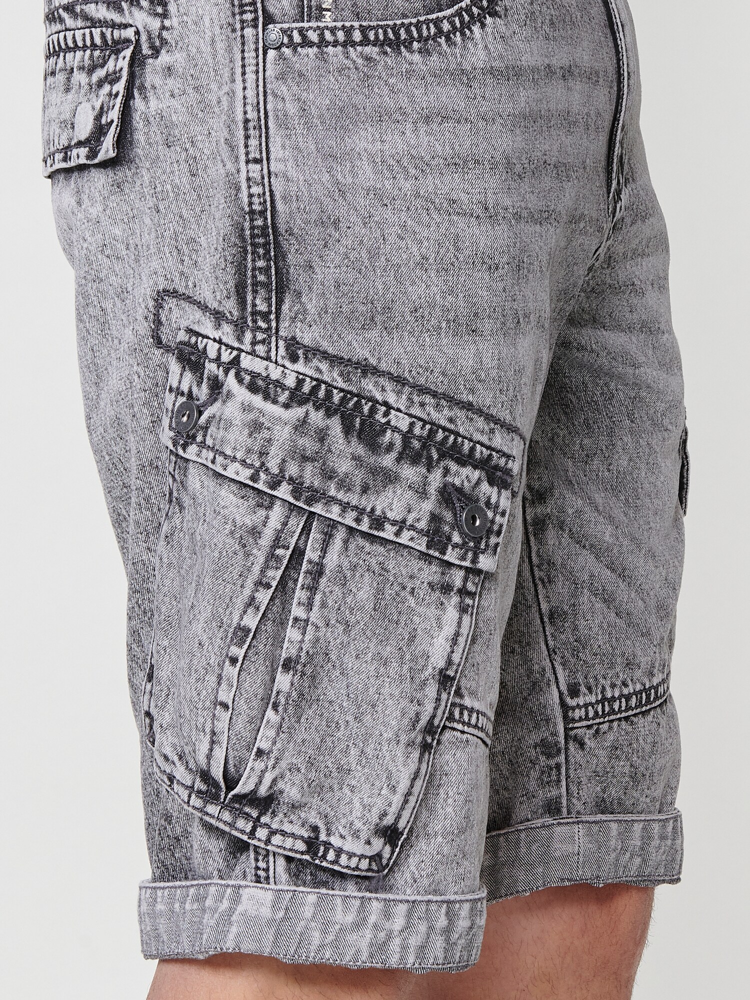 KOROSHI Rifľové kapsáče sivý denim (obrázok 5)