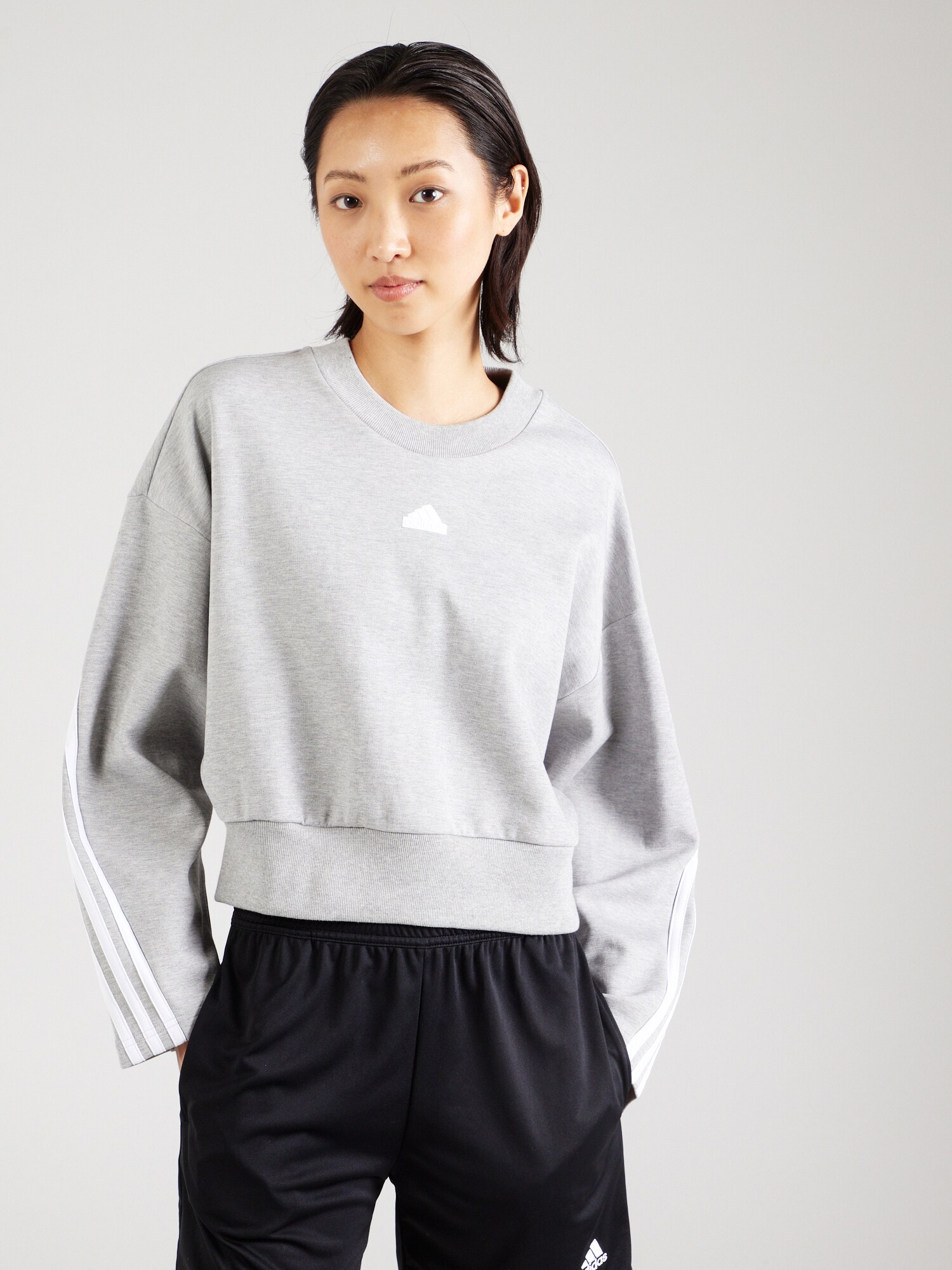 ADIDAS SPORTSWEAR Sport szabadidős felsők  szürke melír / fehér termék 2. képe