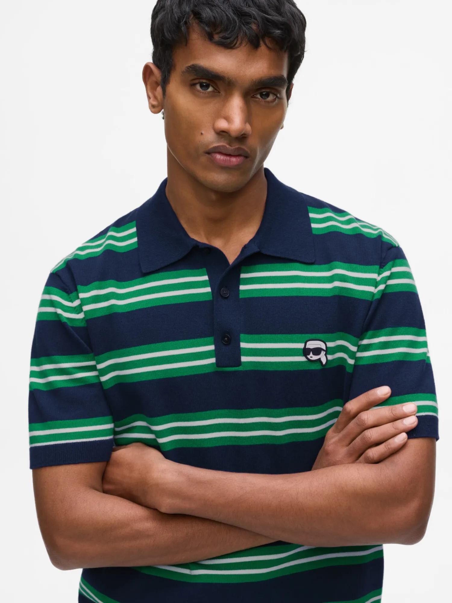 Karl Lagerfeld Camiseta ' Ikon Gestreiftes Strickpoloshirt '  verde pastel – imagen 4
