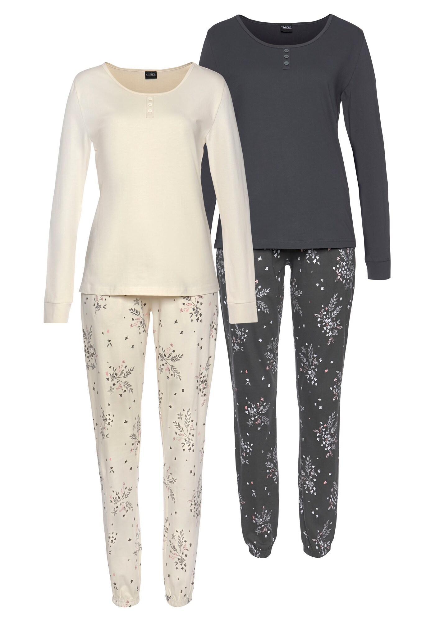 VIVANCE Pijama  bej / gri metalic