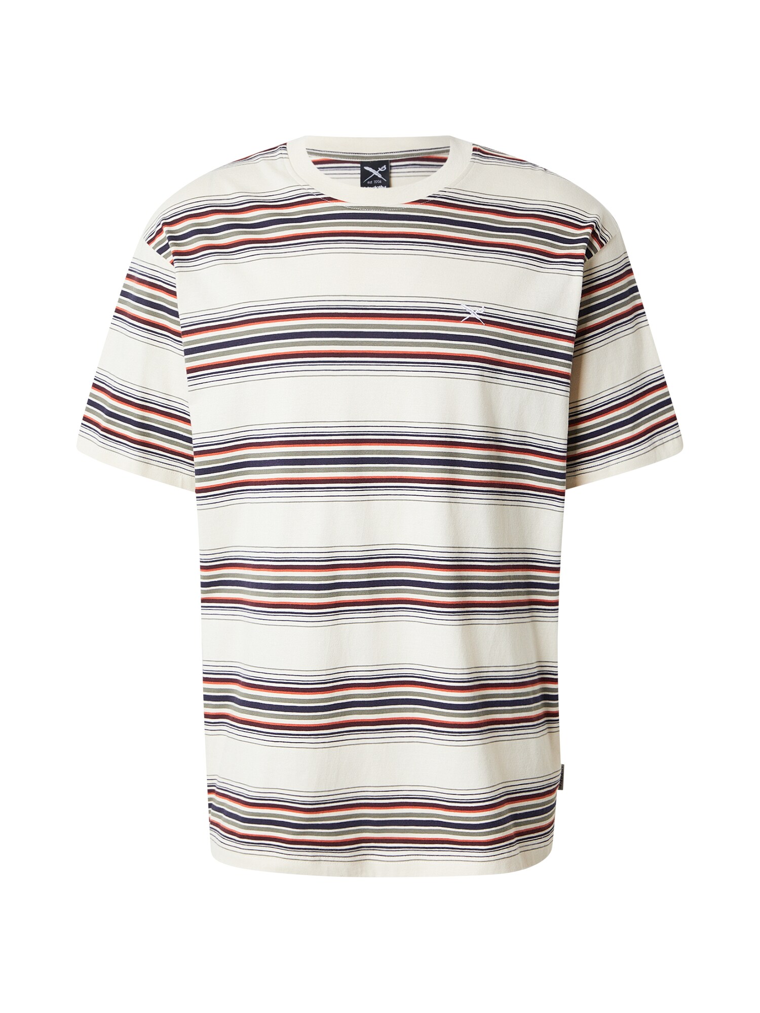 Iriedaily Tricou Rayas  bleumarin / gri taupe / roșu bordeaux / alb lână