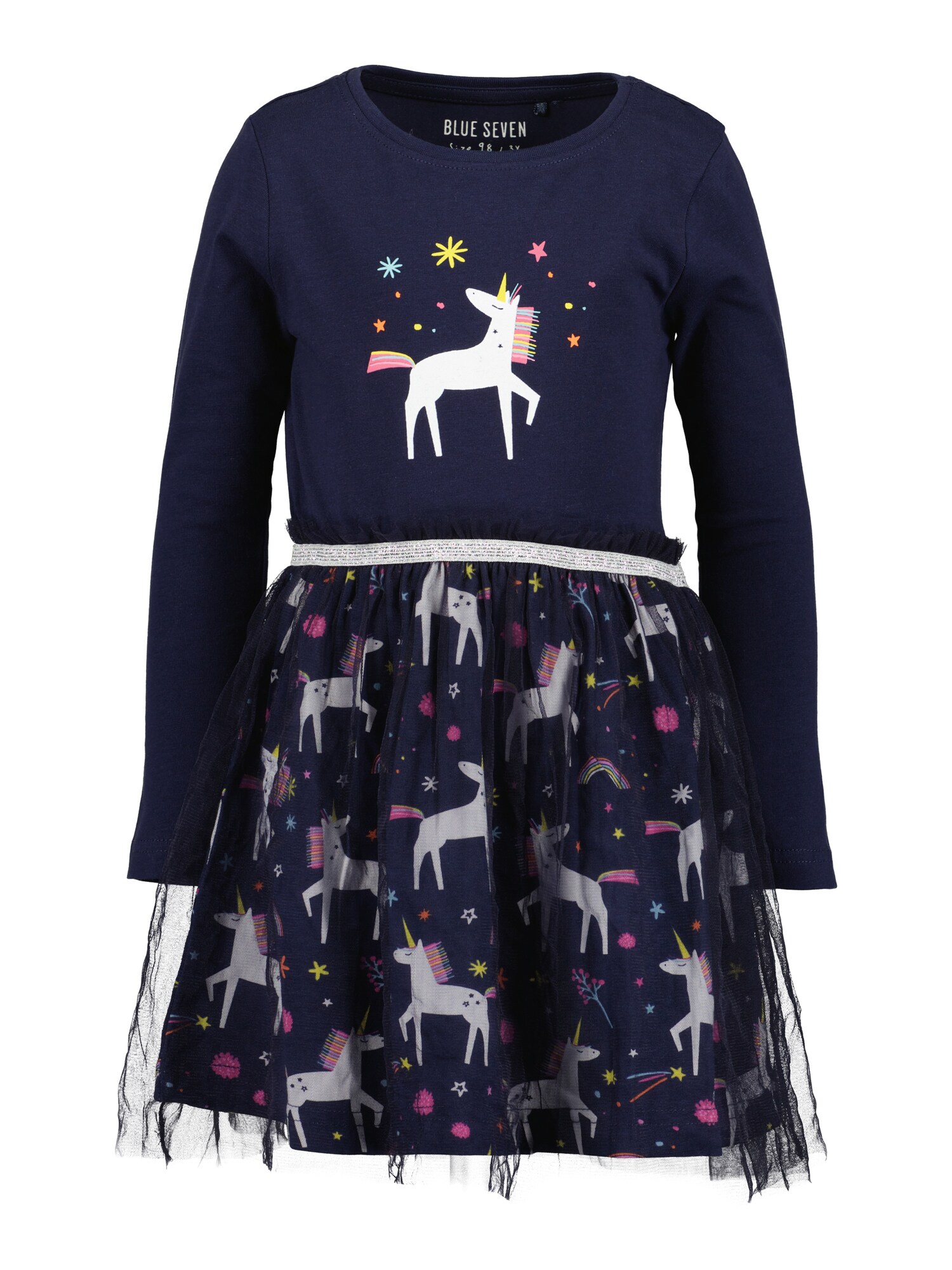 BLUE SEVEN Rochie  bleumarin / galben / roz deschis / alb