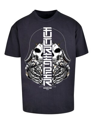 F4NT4STIC Shirt ‘Cyber Bone Futureaper CYBERPUNK STYLES’ Navy / Grijs / Zwart / Wit