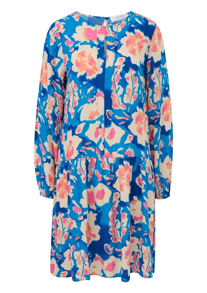 comma casual identity Kleid Damen Größe 38 sand / blau / hellorange / hellpink Winterkleid