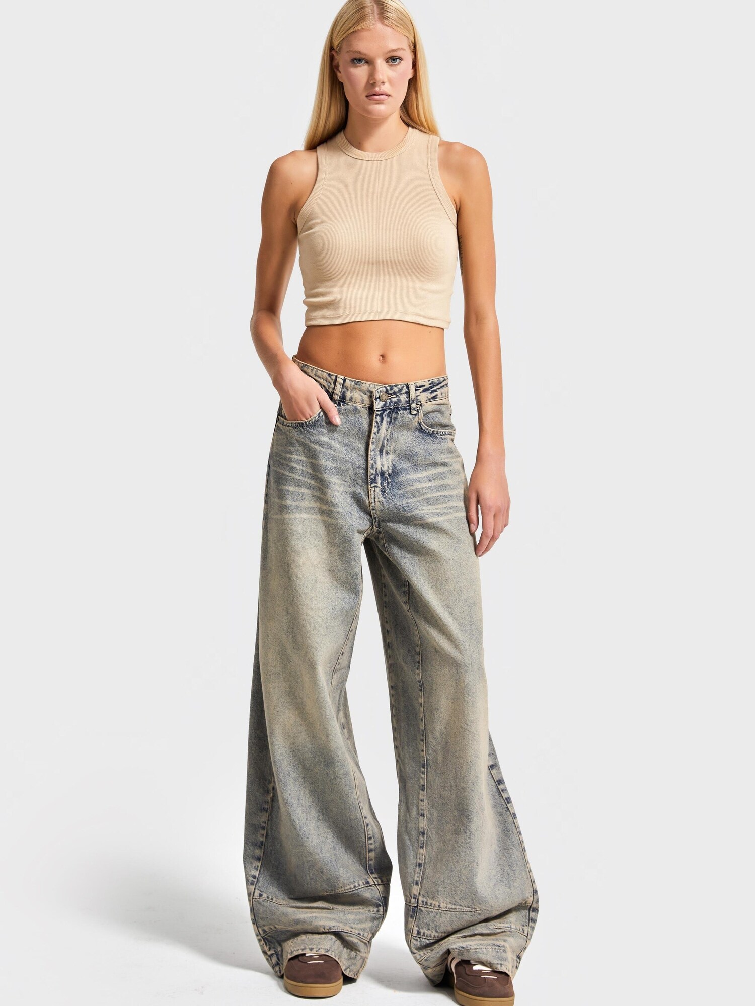 It's Basic Its Basic Jeans Wide Mid Rise Jeans (Lenght 30)