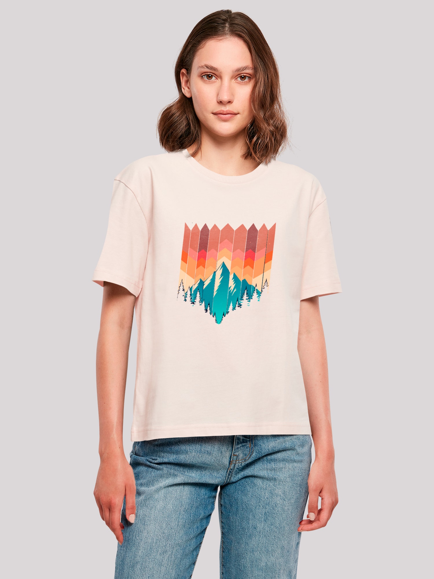 Thumbnail - F4NT4STIC T-Shirt Geometric Mountain Sunset
