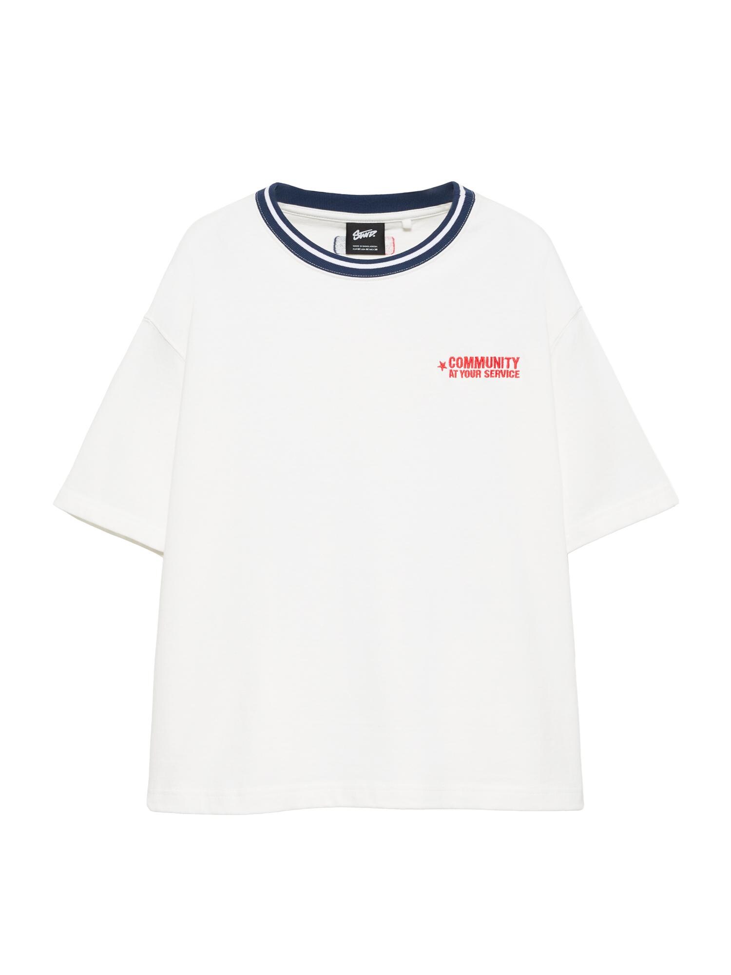 Pull&Bear Tričko 'STWD COMMUNITY PLAYER'  námornícka modrá / červená / biela
