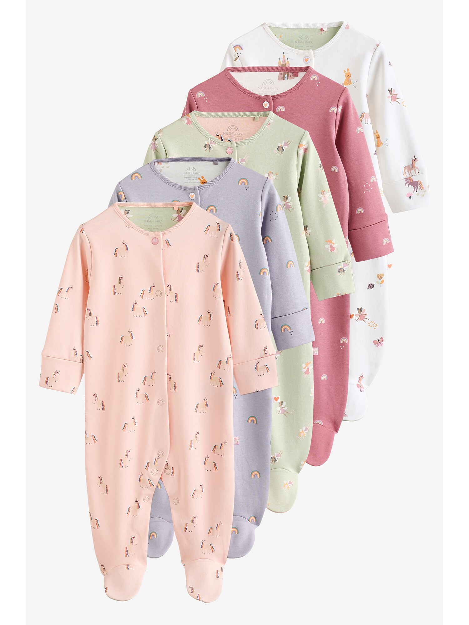 Next Pijamale  verde / lila / portocaliu piersică / roz / alb