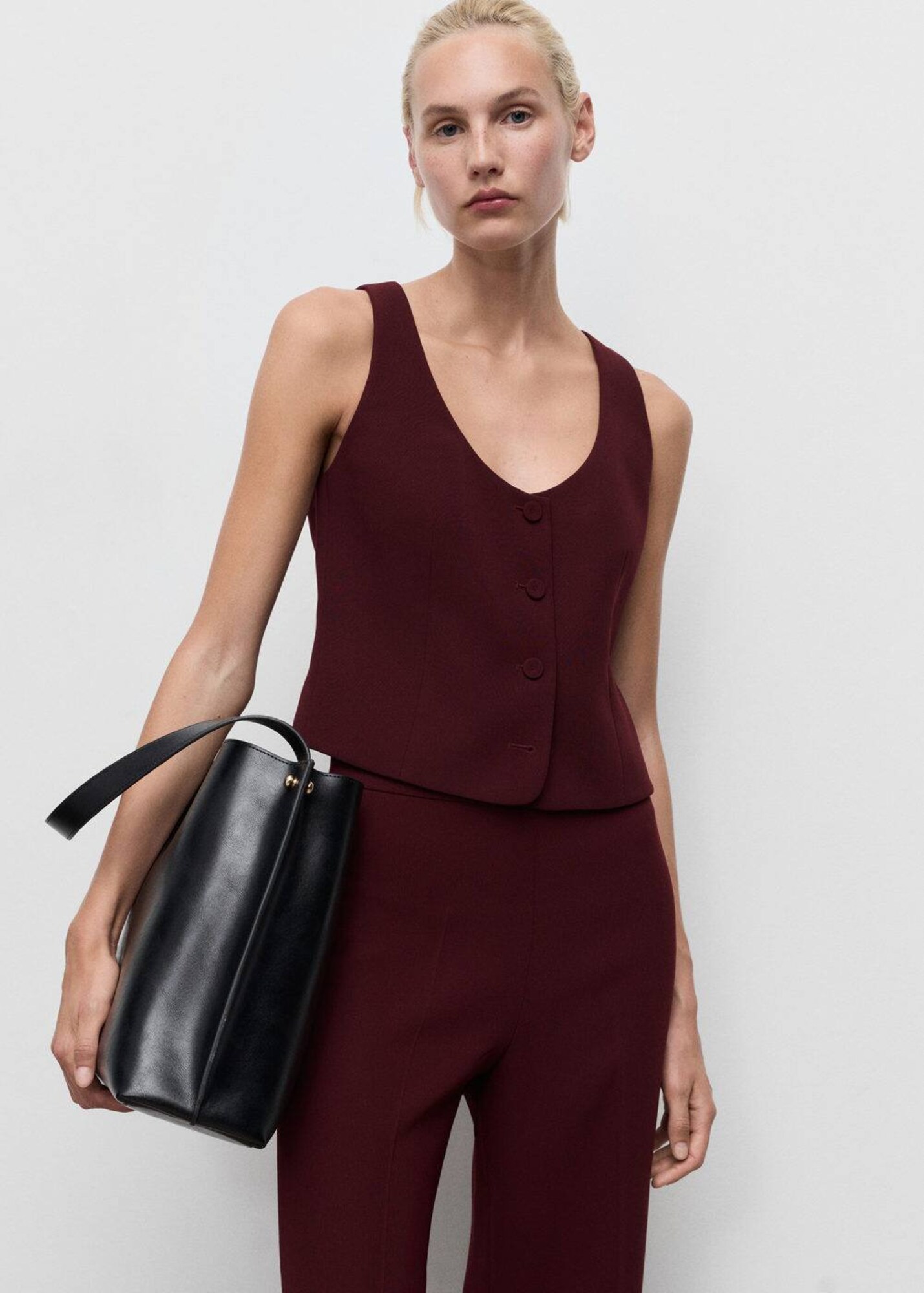 MANGO Vestă de costum IGUANA  roșu bordeaux