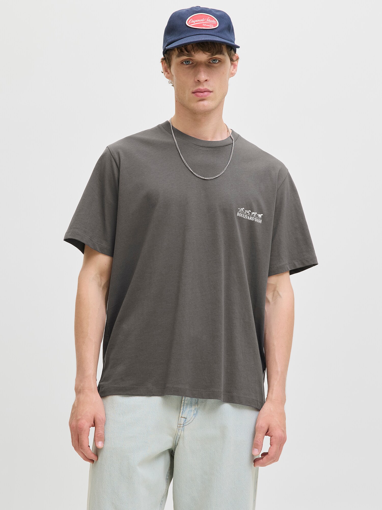 JACK & JONES Póló 'JORLIVERPOOL'  sötétszürke / fehér termék 2. képe