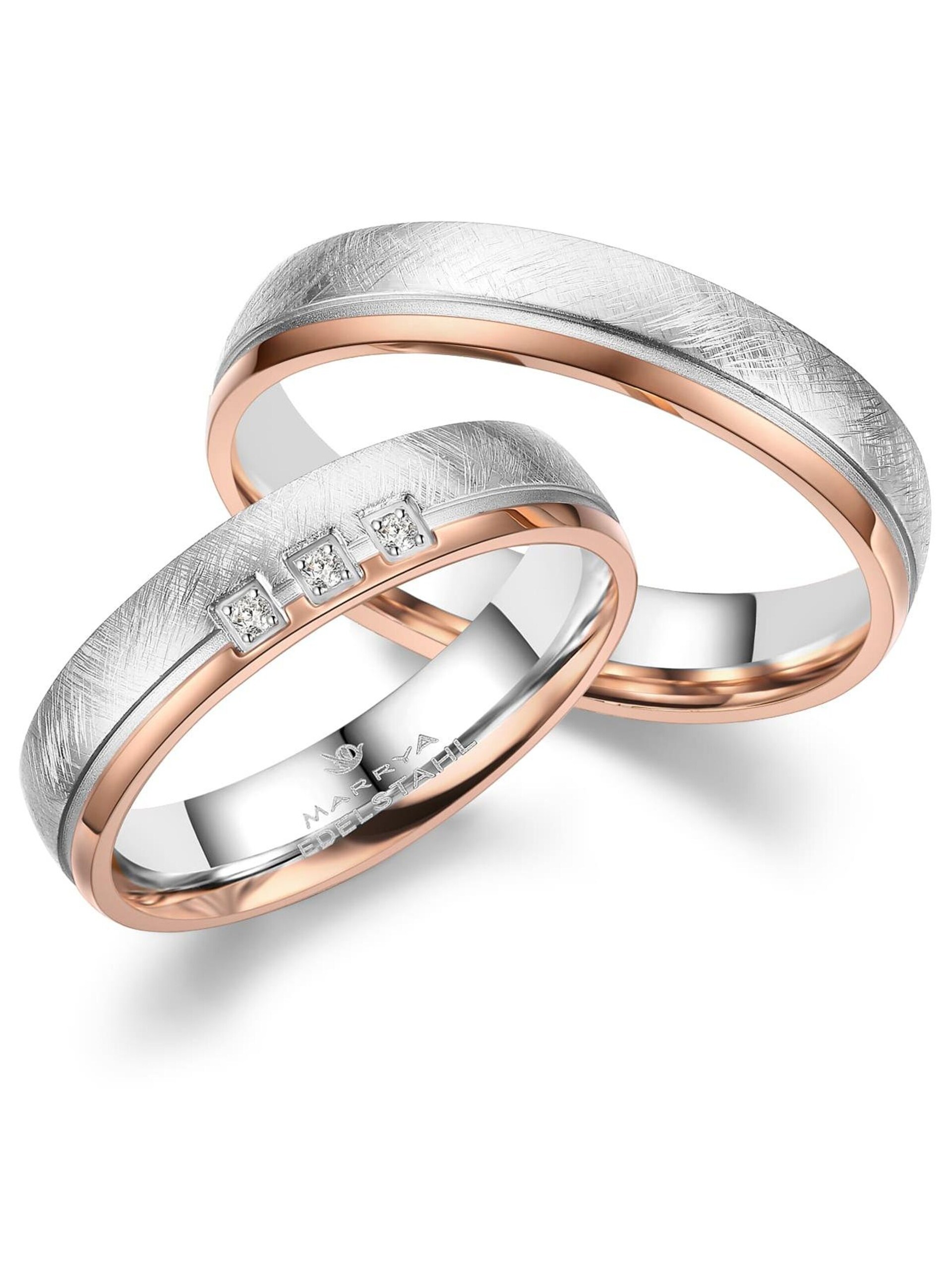 MARRYA Ring 'MARRYA ES-34 Ehering aus Edelstahl Silberfarben & Rosé' dam