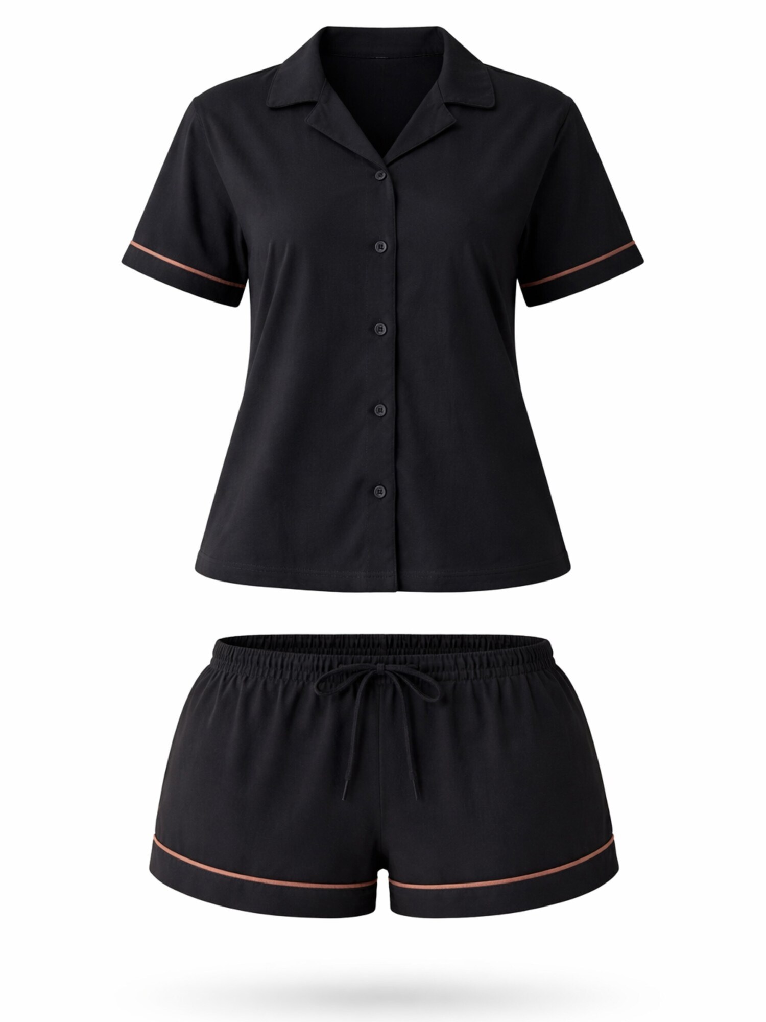 LEAFLETIC Pijama de pantalón corto 'Leafletic Women’s Night Wear Short Set' negro