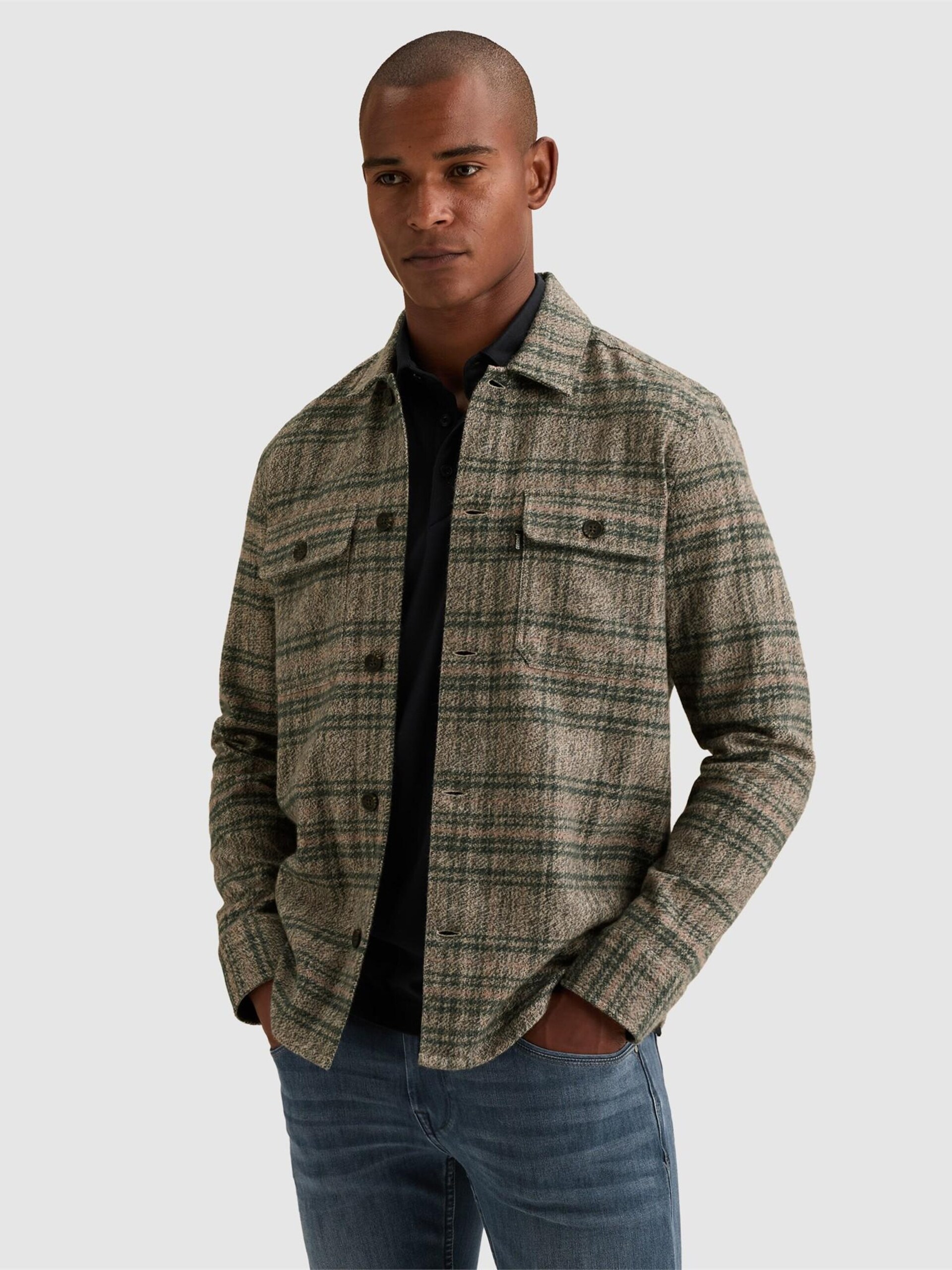 Vanguard Skjorta 'Overshirt in brushed mouliné with check pattern' herr