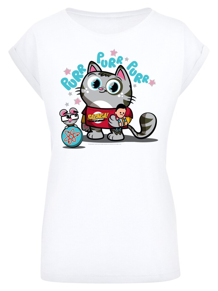 F4NT4STIC T-Shirt 'Bazinga Kitty' Damen Größe S hellblau / grau / rot / weiß