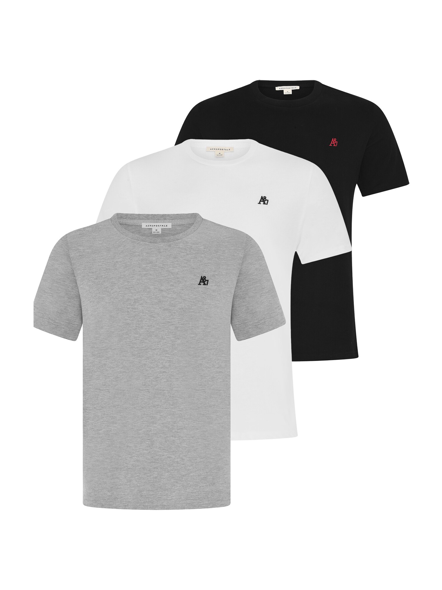 AÈROPOSTALE Marškinėliai  juoda / balta / margai pilka
