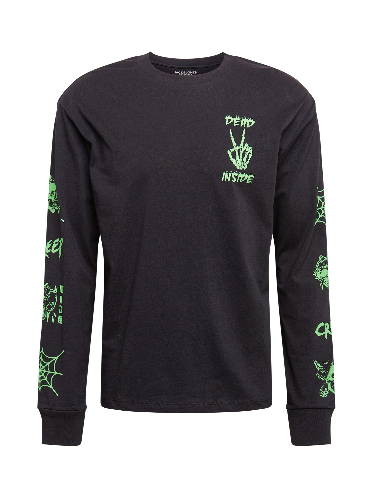 JACK & JONES Marškinėliai  juoda / neoninė žalia