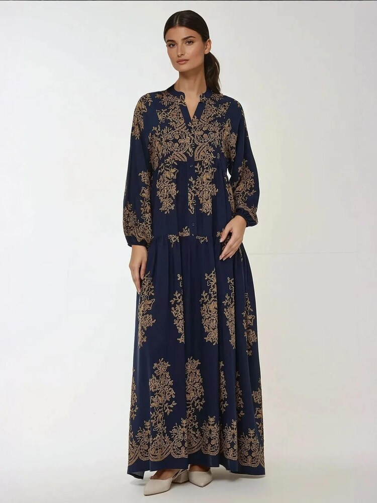 Hiccup Kleid Damen Größe 42 marine / hellbraun Winterkleid