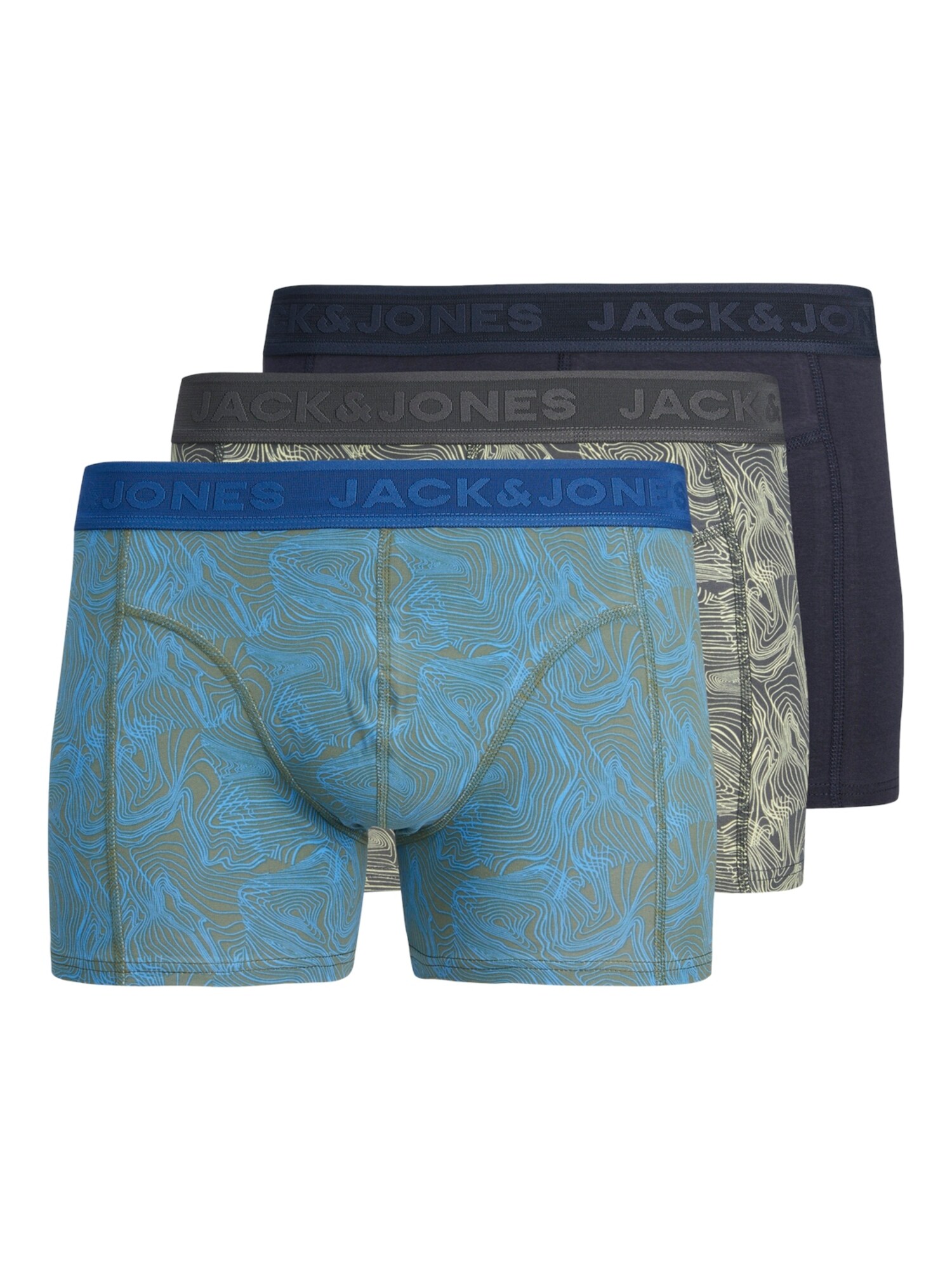 JACK & JONES Boxerky 'CAMERON'  nebielená / námornícka modrá / svetlomodrá / čadičová