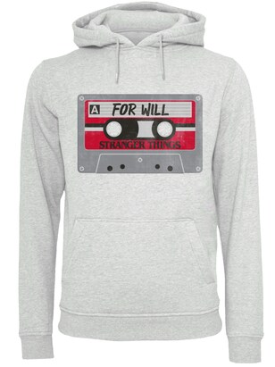 F4NT4STIC Sweatshirt ‘Stranger Things Cassette For Will Netflix TV Series’ Grijs / Lichtgrijs / Rood / Zwart