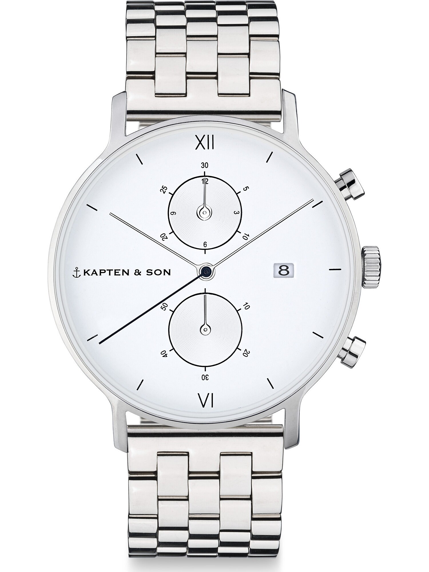 Kapten & Son Analógové hodinky 'Chrono Small Silver Steel'  strieborná