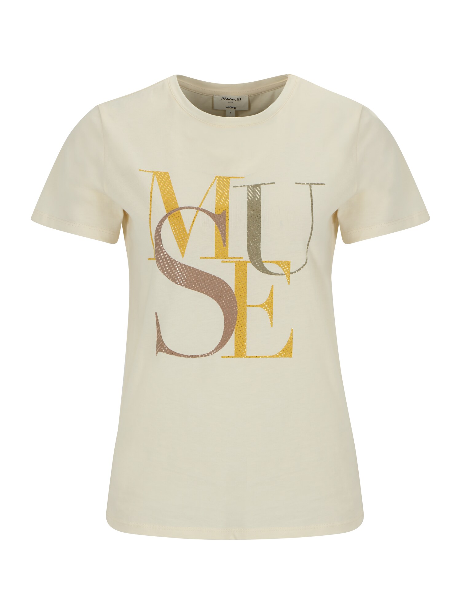 Maison 123 Marškinėliai 'MUSE' kremo / ruda / rusvai žalia / garstyčių spalva