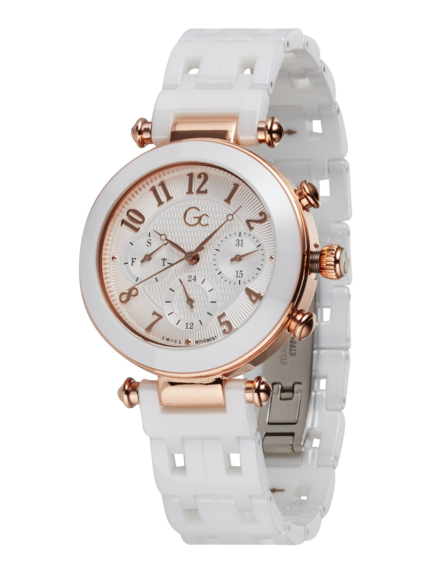 Gc Analoginis (įprastinio dizaino) laikrodis  rožinio aukso spalva / balta