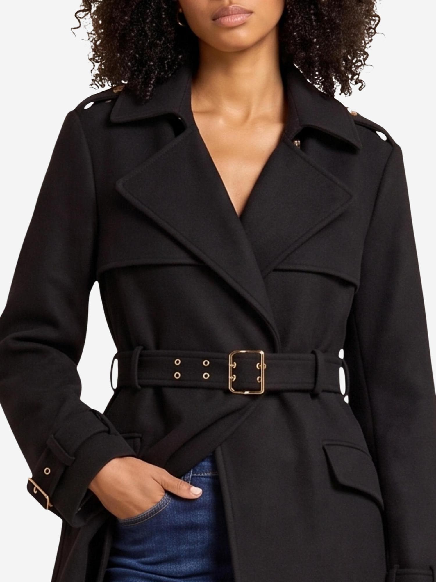 GUESS Abrigo de invierno 'EVE MELTON TRENCH W6BL51 W4138'  negro – imagen 4