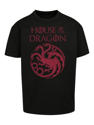 F4NT4STIC Shirt ‘House Of The Dragon Targaryen Crest Logo’ Bourgogne / Zwart