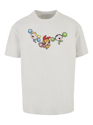 F4NT4STIC Shirt ‘Powerpuff Girls Cheerleaders’ Geel / Lichtgrijs / Grasgroen / Zwart