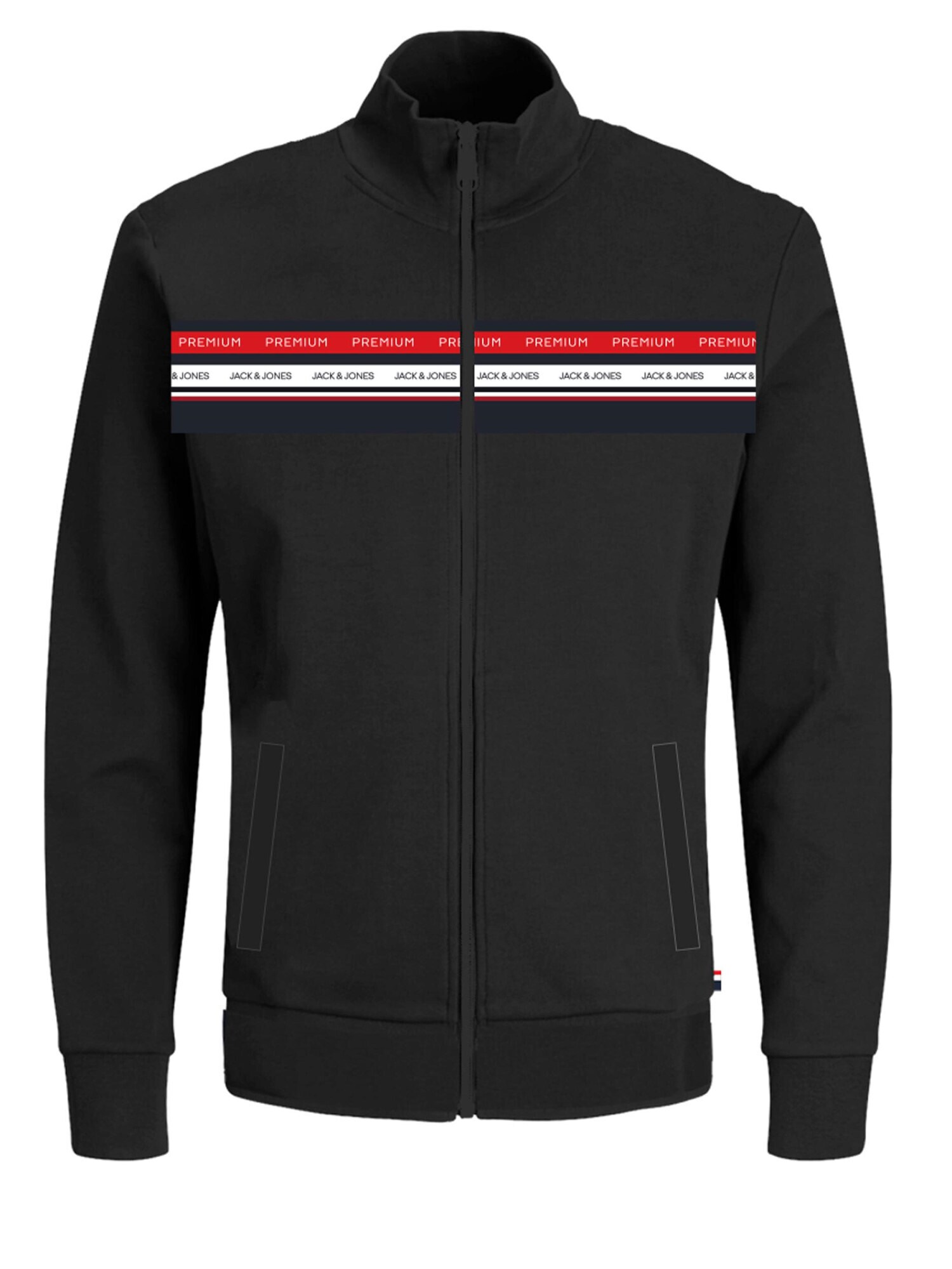 jack & jones JACK & JONES Sweatjacke 'Willow' rot / schwarz / weiß