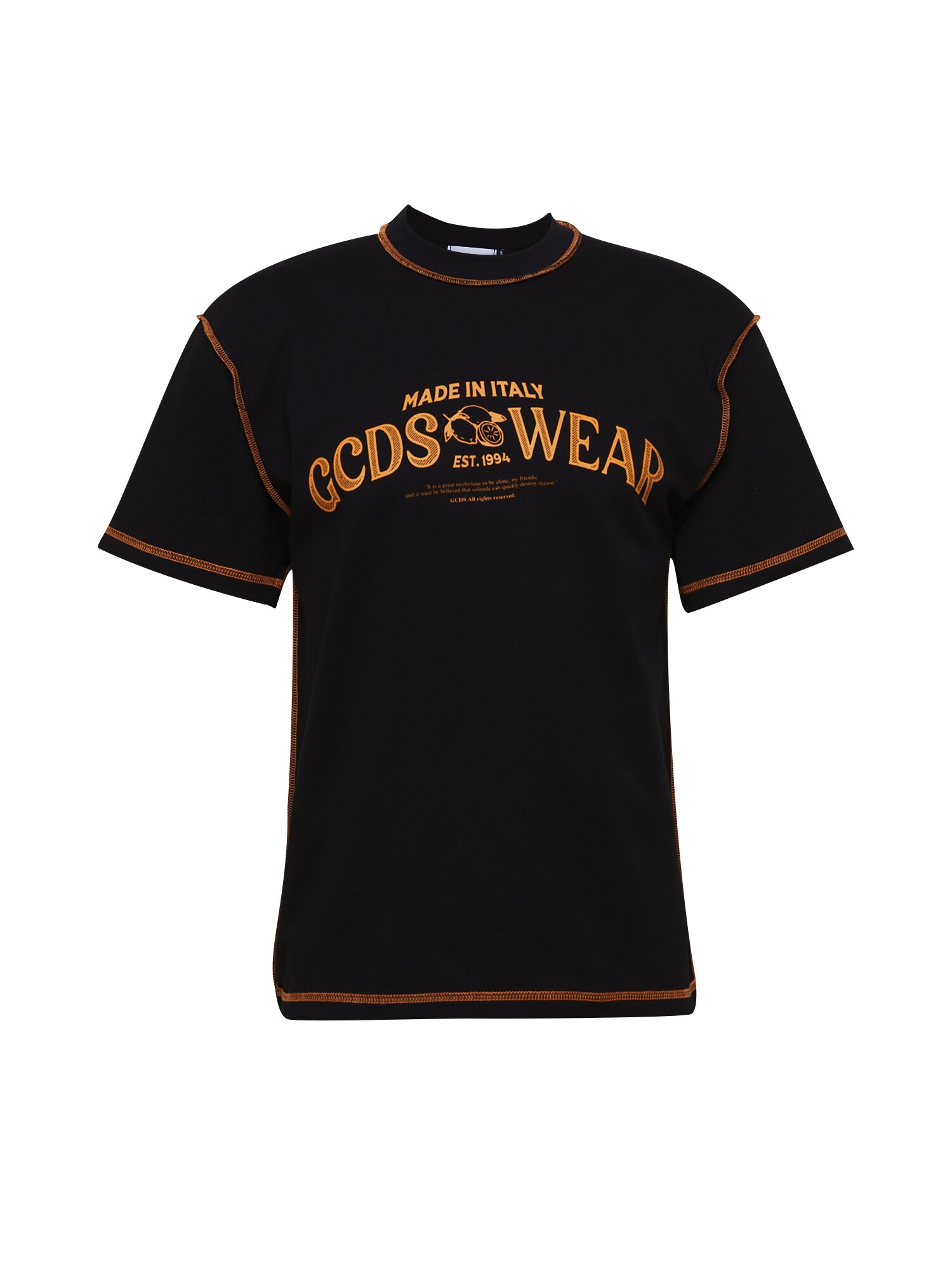 GCDS Marškinėliai 'ISLAND' juoda / oranžinė