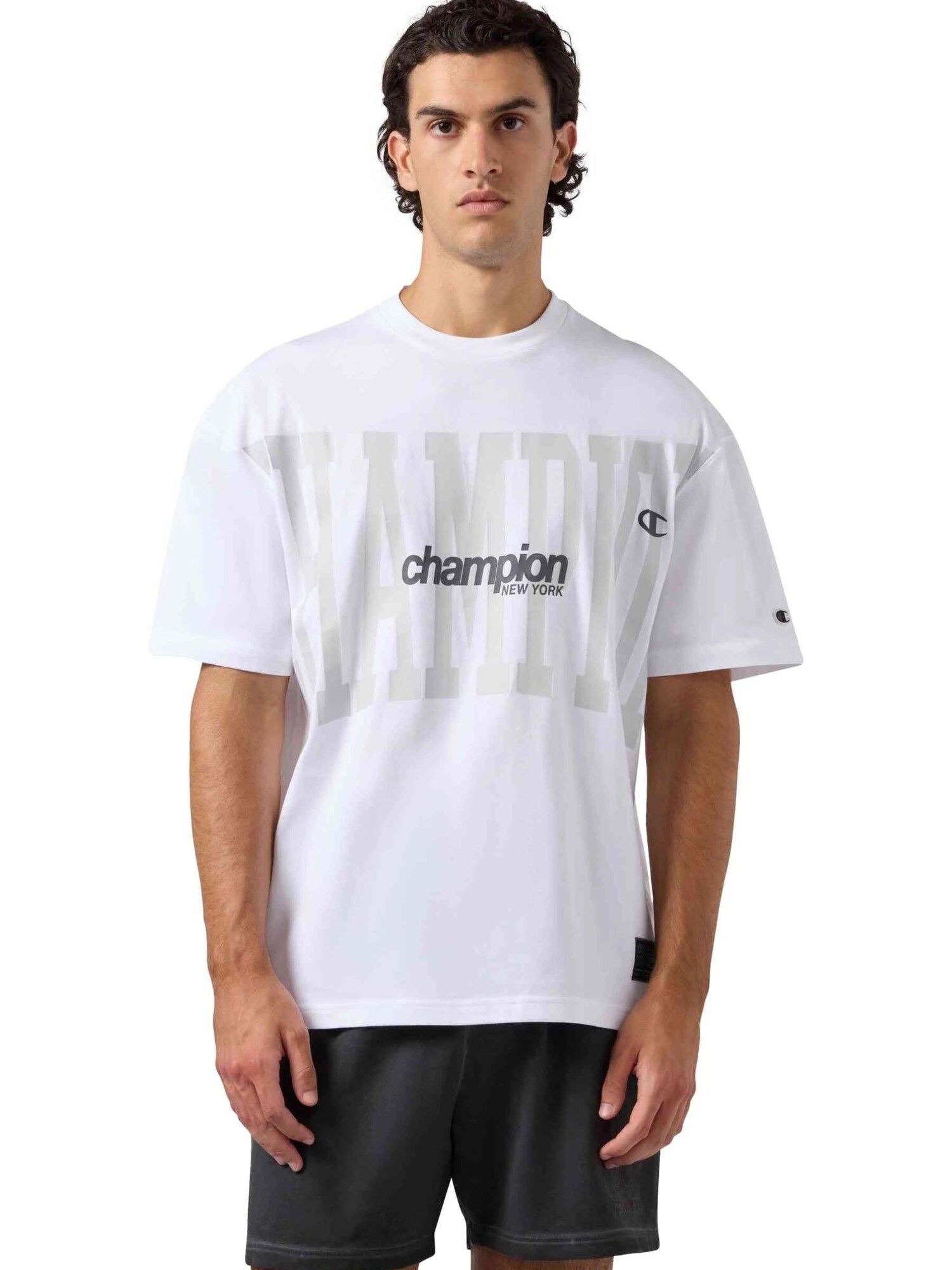 Champion Camiseta 'Camiseta champion blanca maxi logo urban contemporary tee'  blanco
