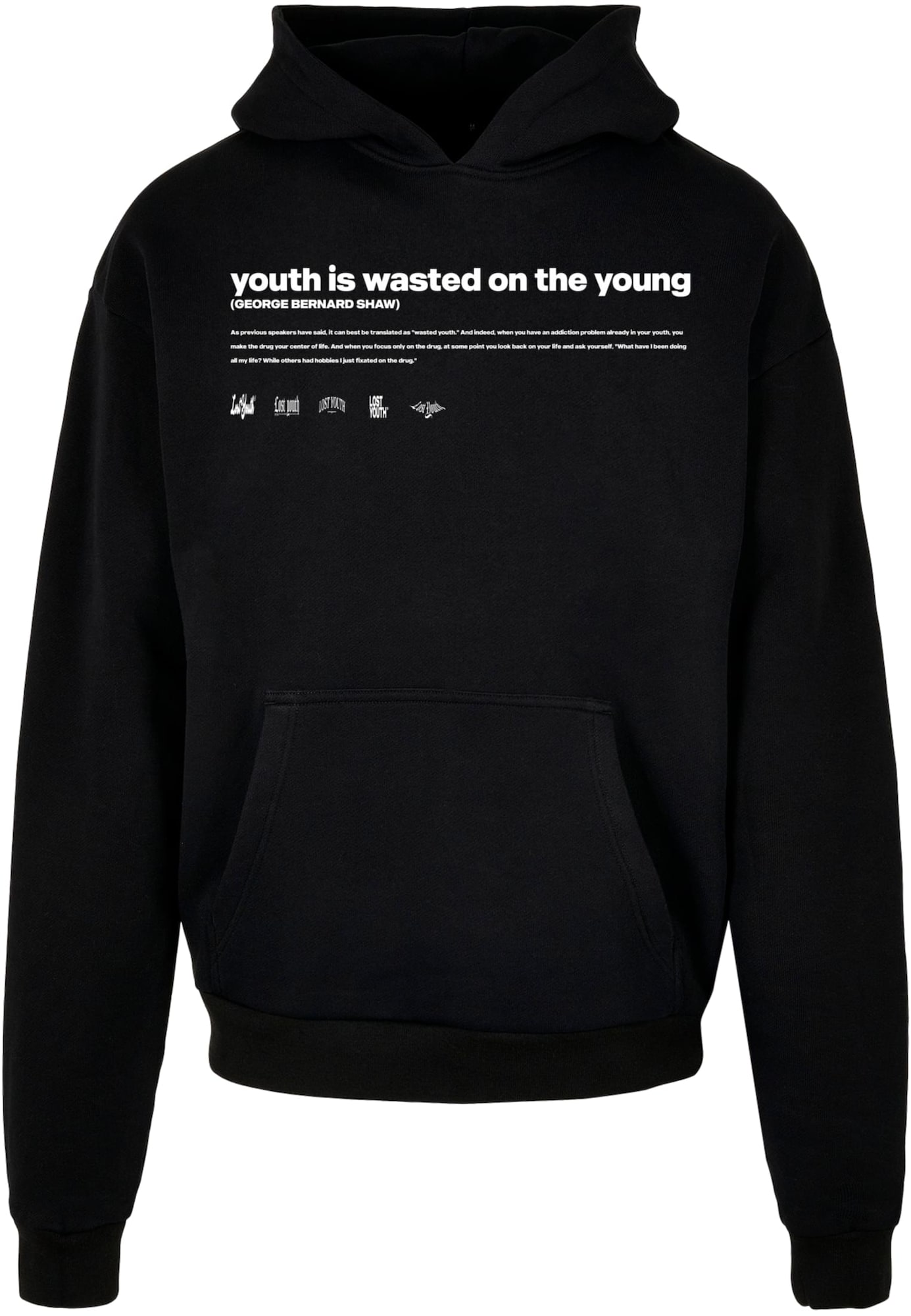 Lost Youth Megztinis be užsegimo 'Influenced' juoda / balta