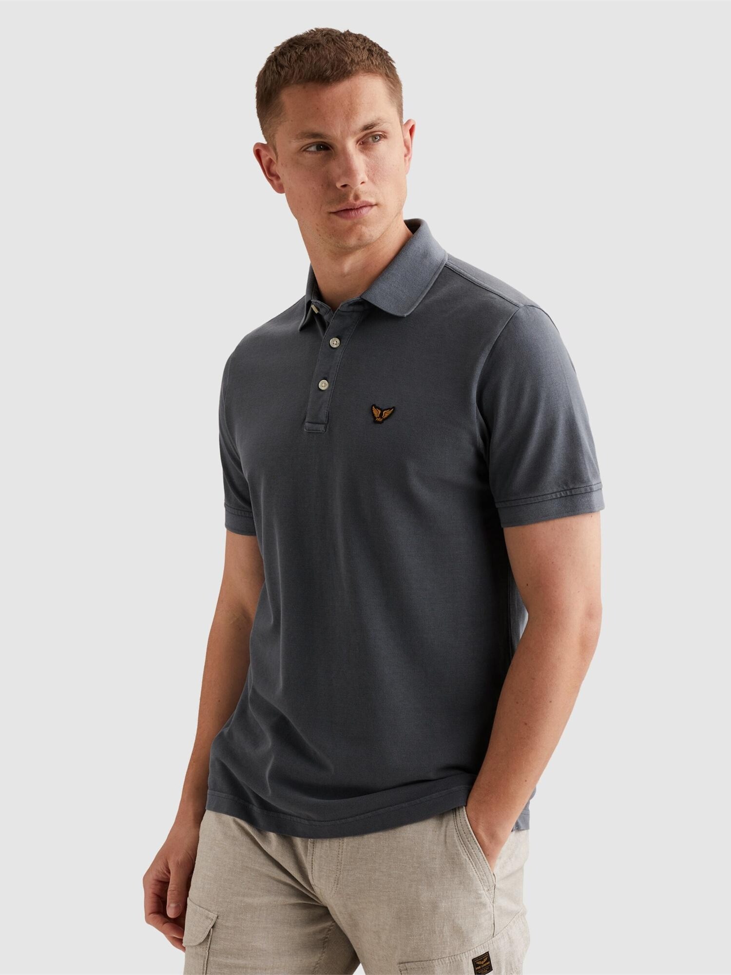 T-shirt 'Polo shirt with tailwing logo and garment-dye wash'
