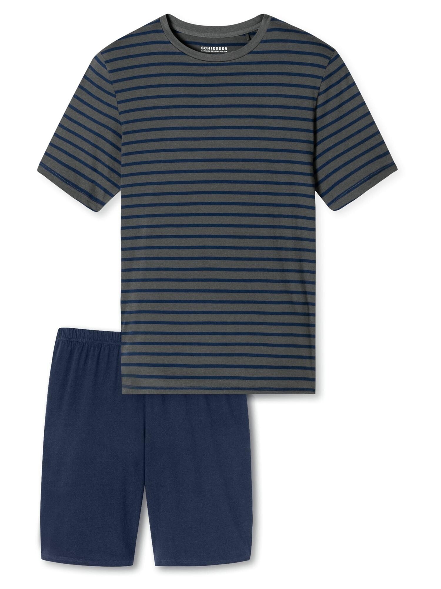 SCHIESSER Pijama corto 'Casual Essentials'  azul / gris / negro