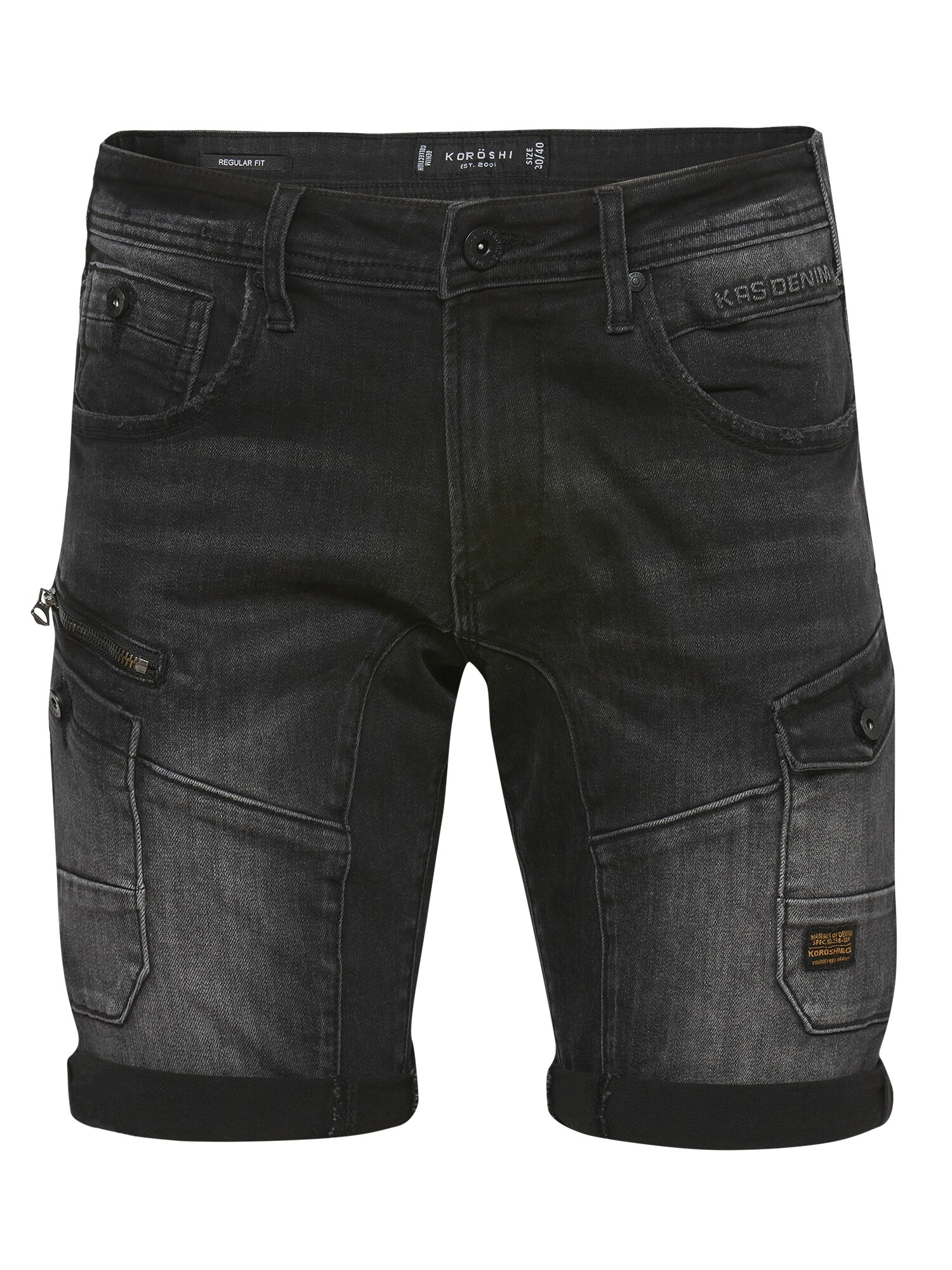 KOROSHI Rifľové kapsáče  čierny denim