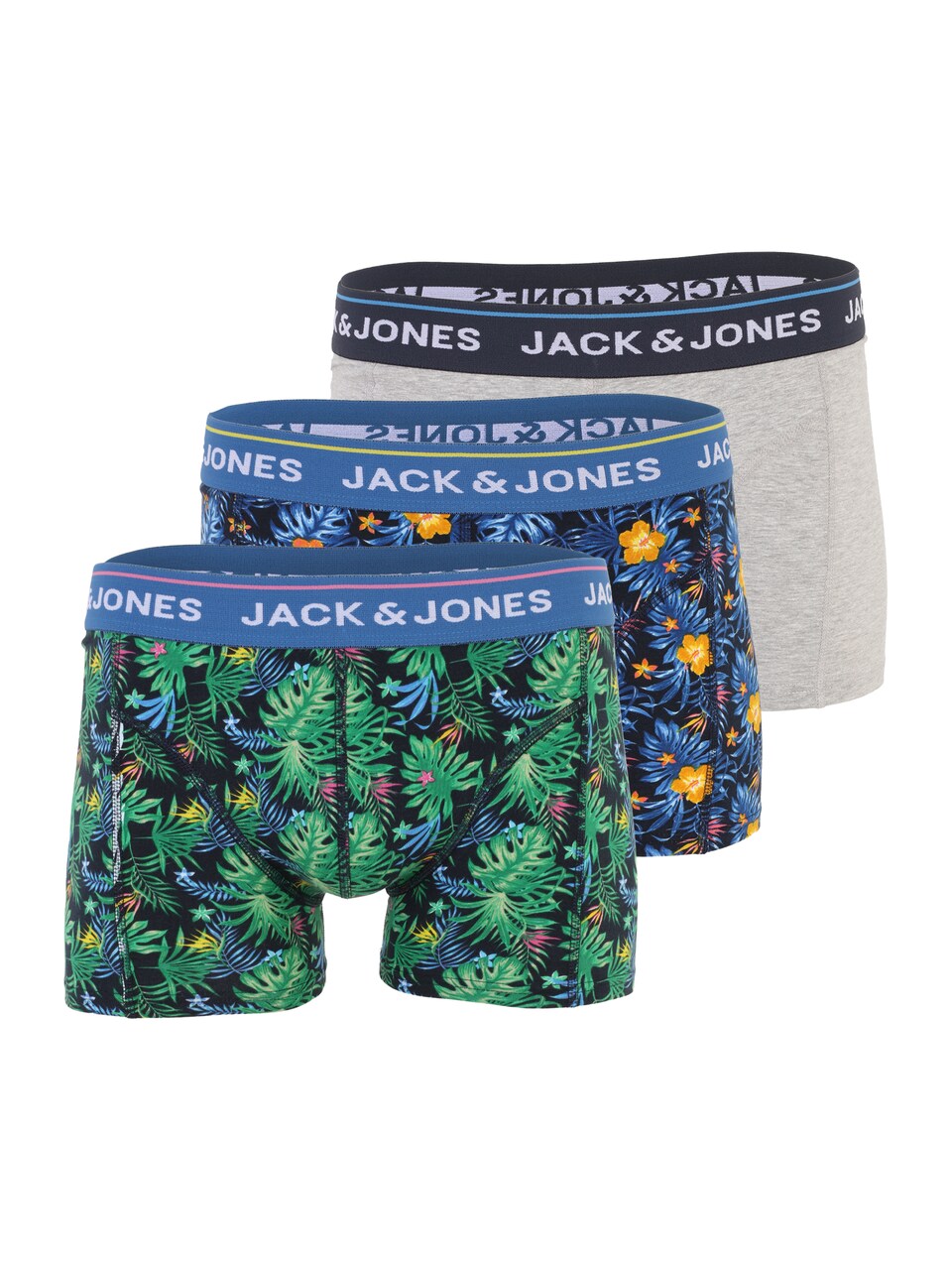 Boxershorts 'JACCODY' mörkblå / gråmelerad / gräsgrön