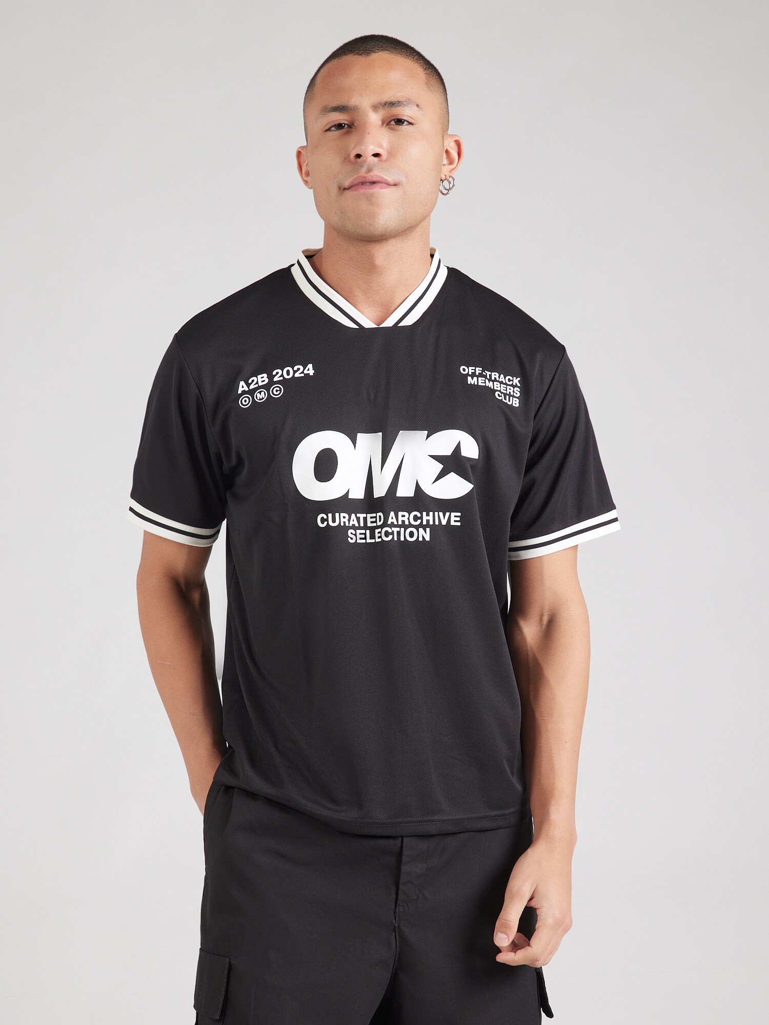 JACK & JONES Póló 'JCOREFLEX FOOTBALL'  fekete / fehér termék 2. képe