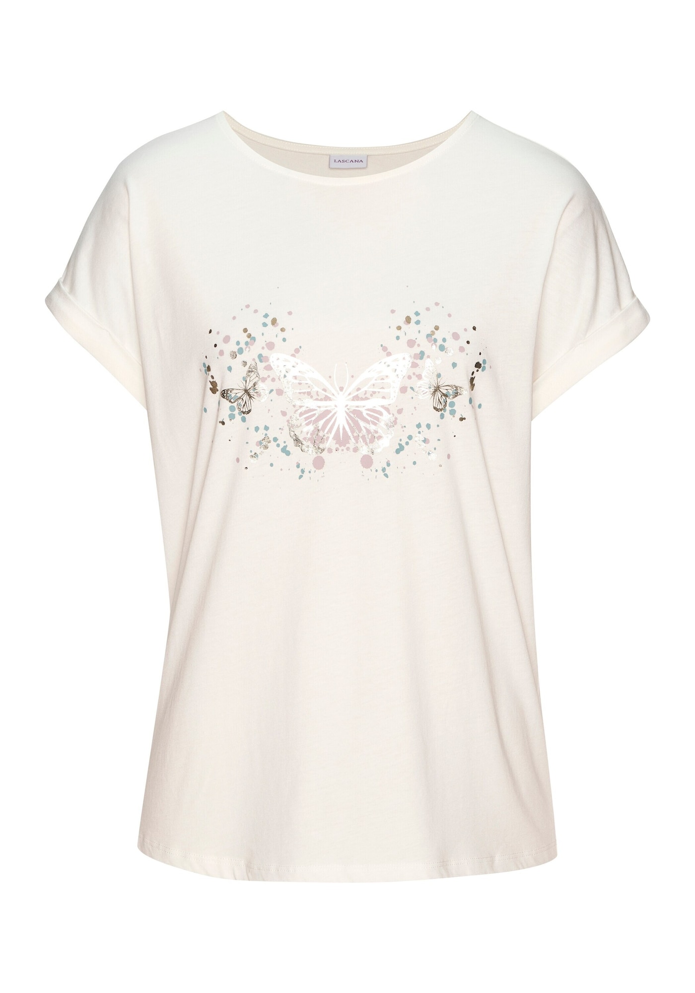 VIVANCE Camiseta  zafiro / gris / rosa / blanco lana