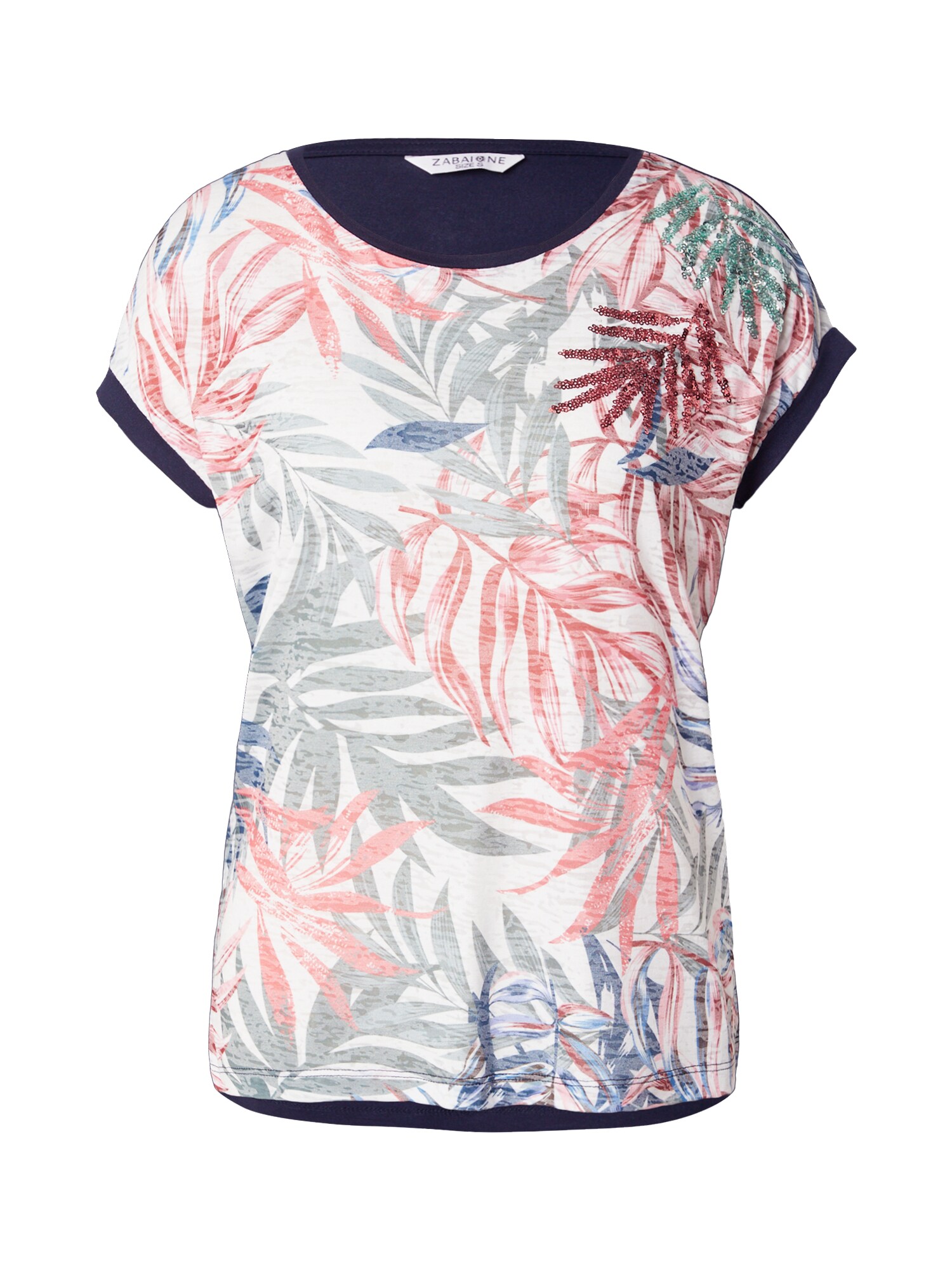 ZABAIONE Tricou Lu44ci bleumarin / verde pastel / roșu pepene / alb murdar
