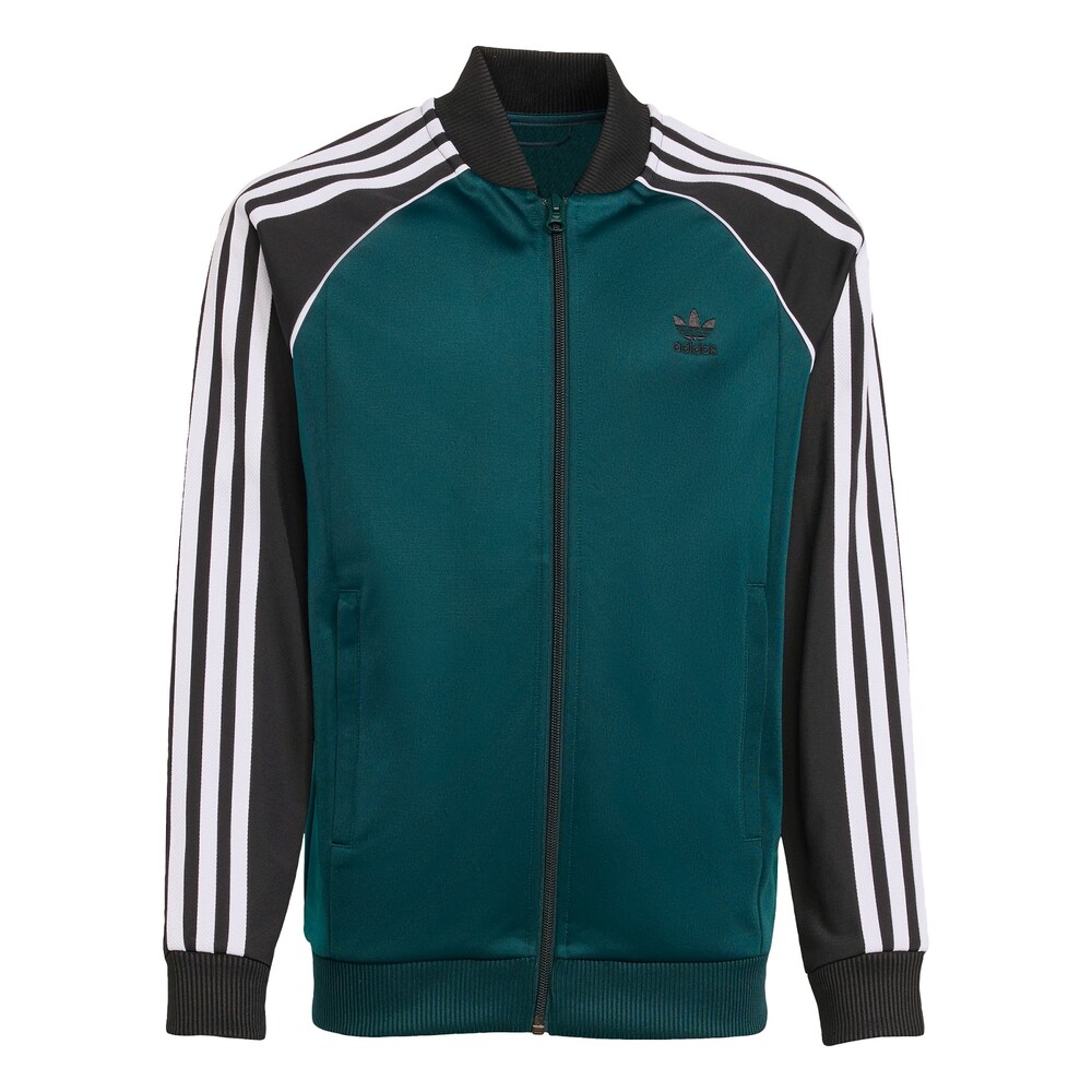 ADIDAS ORIGINALS Sweatjacke 'Adicolor' Jungen Größe 128 dunkelgrün / schwarz / weiß