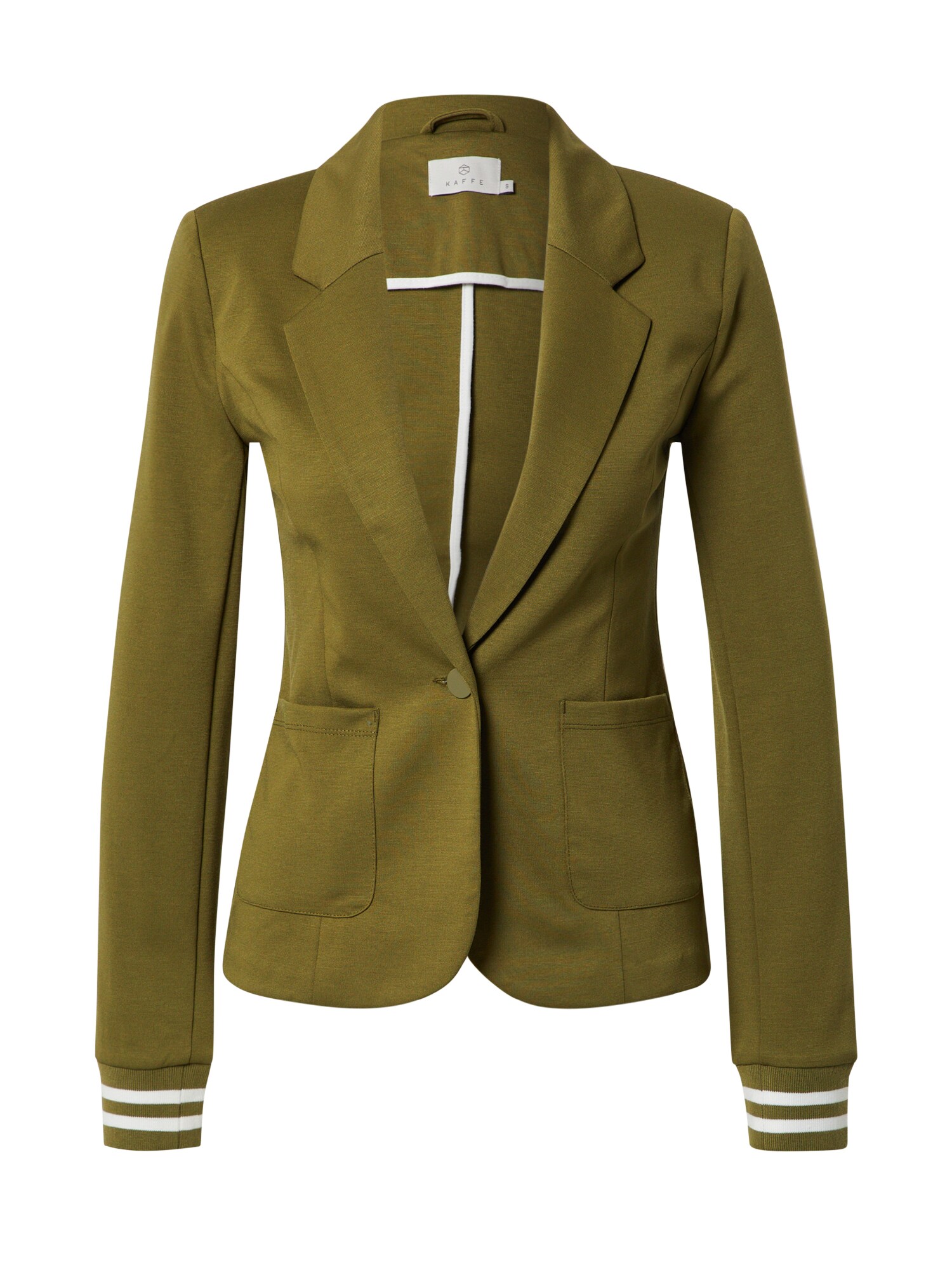 Kaffe Blazer švarkas 'Leva'  alyvuogių spalva / balta